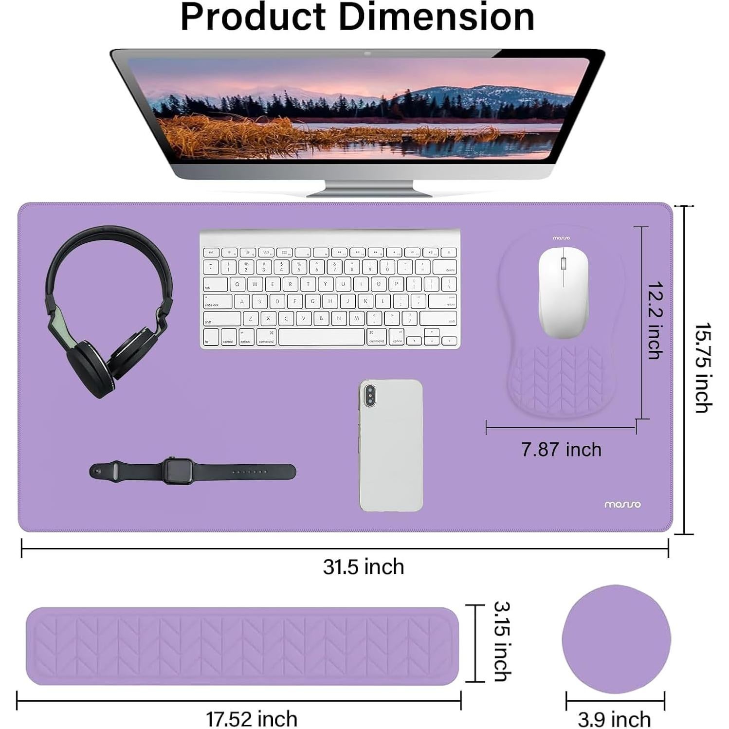 Soporte Reposamuñecas MOSISO Ergonomico Morado 44.5x8 cm