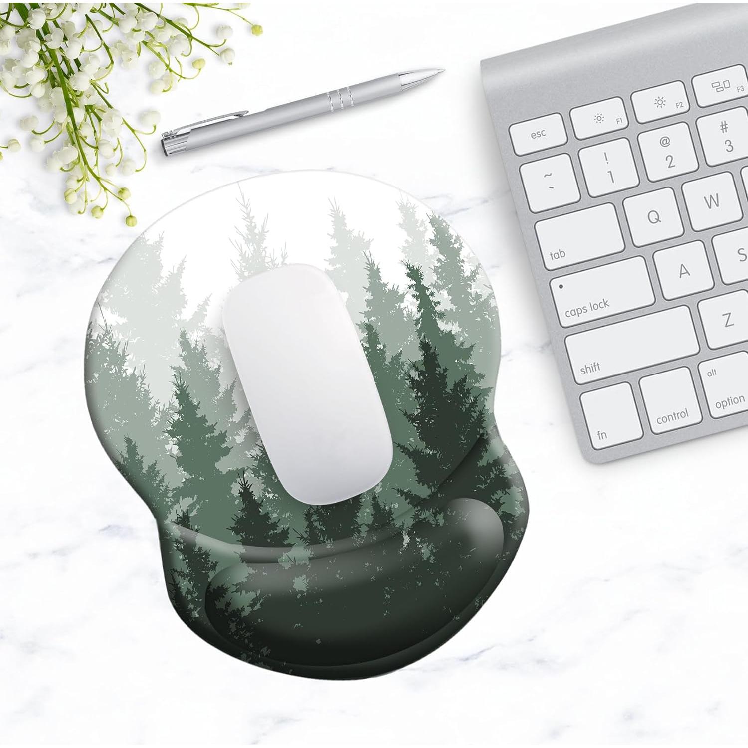 Alfombrilla de Ratón Ergonómica COUKASO con Soporte - Bosque Nebuloso