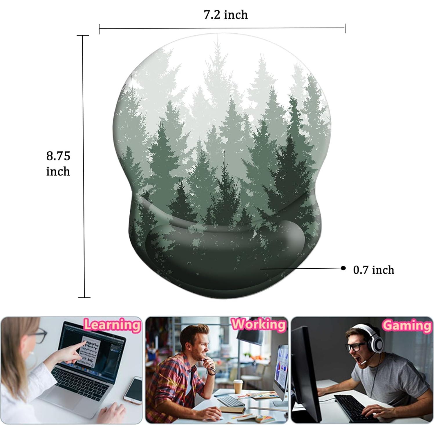 Alfombrilla de Ratón Ergonómica COUKASO con Soporte - Bosque Nebuloso