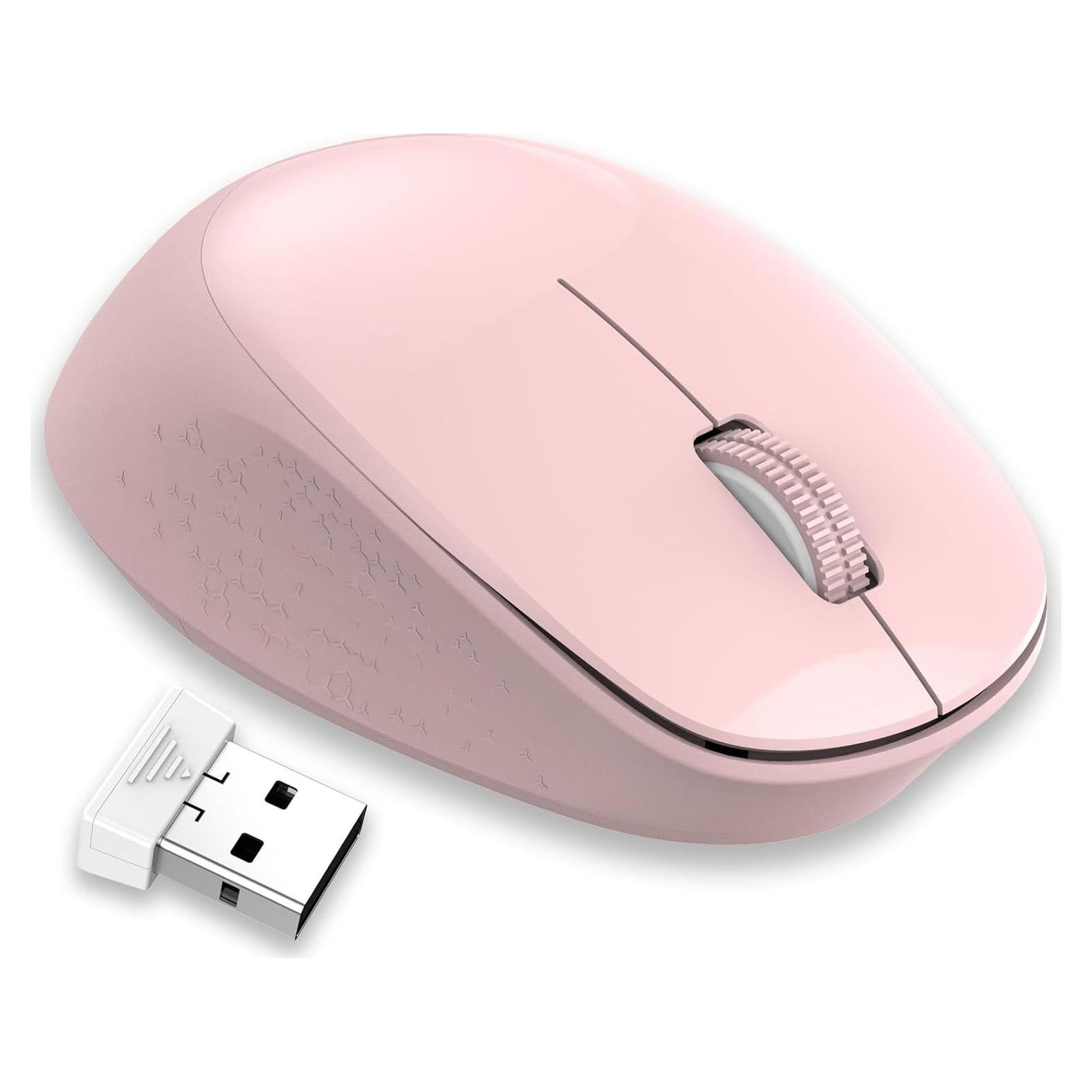 Mouse Inalámbrico LeadsaiL Rosa Claro 2.4GHz Silencioso 1600 DPI