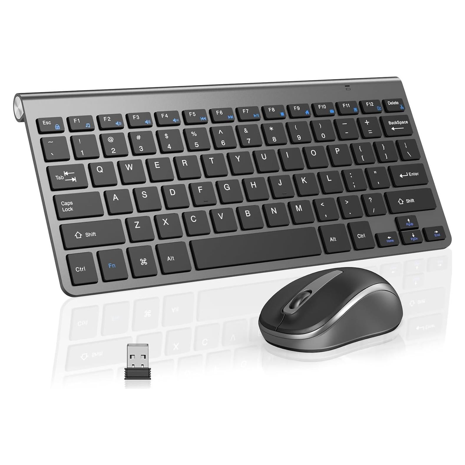 Combo Teclado y Ratón Inalámbrico ACOZYKITTEN Compacto Gris