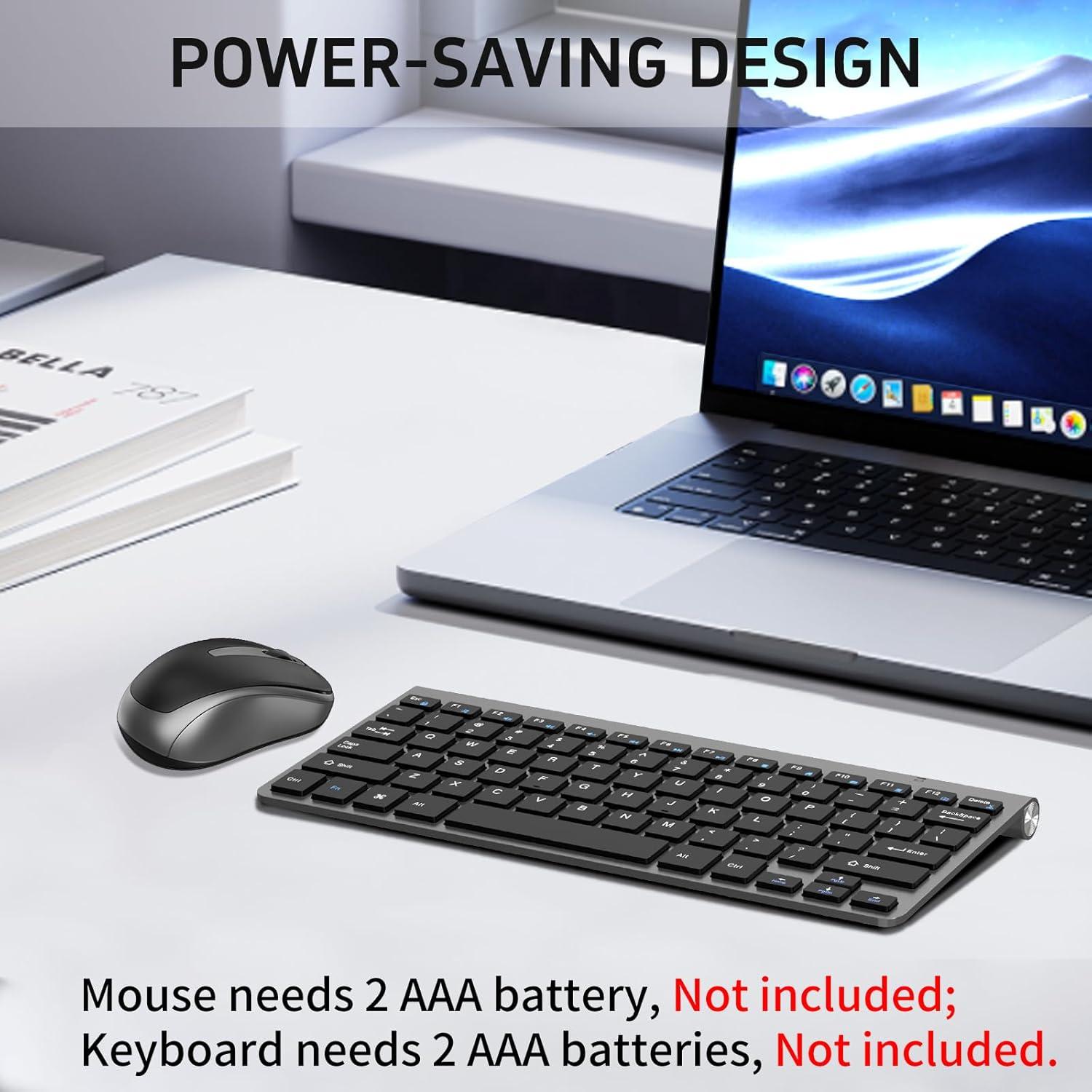 Combo Teclado y Ratón Inalámbrico ACOZYKITTEN Compacto Gris