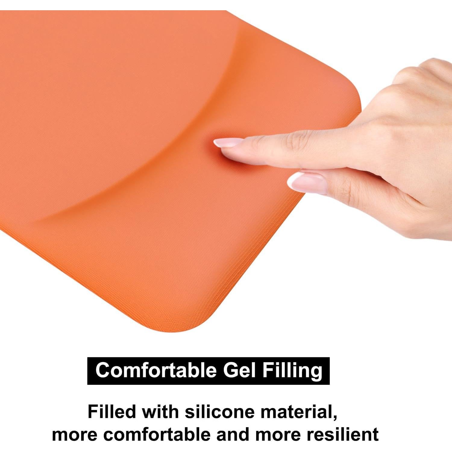 Audimi Ergonomic Mouse Pad with Gel Wrist Support, Comfortable Mousepad with Wrist Rest Smooth Surface and Non-Slip PU Base for Pain Relief, Laptop, Computer, Office, Home, Orange