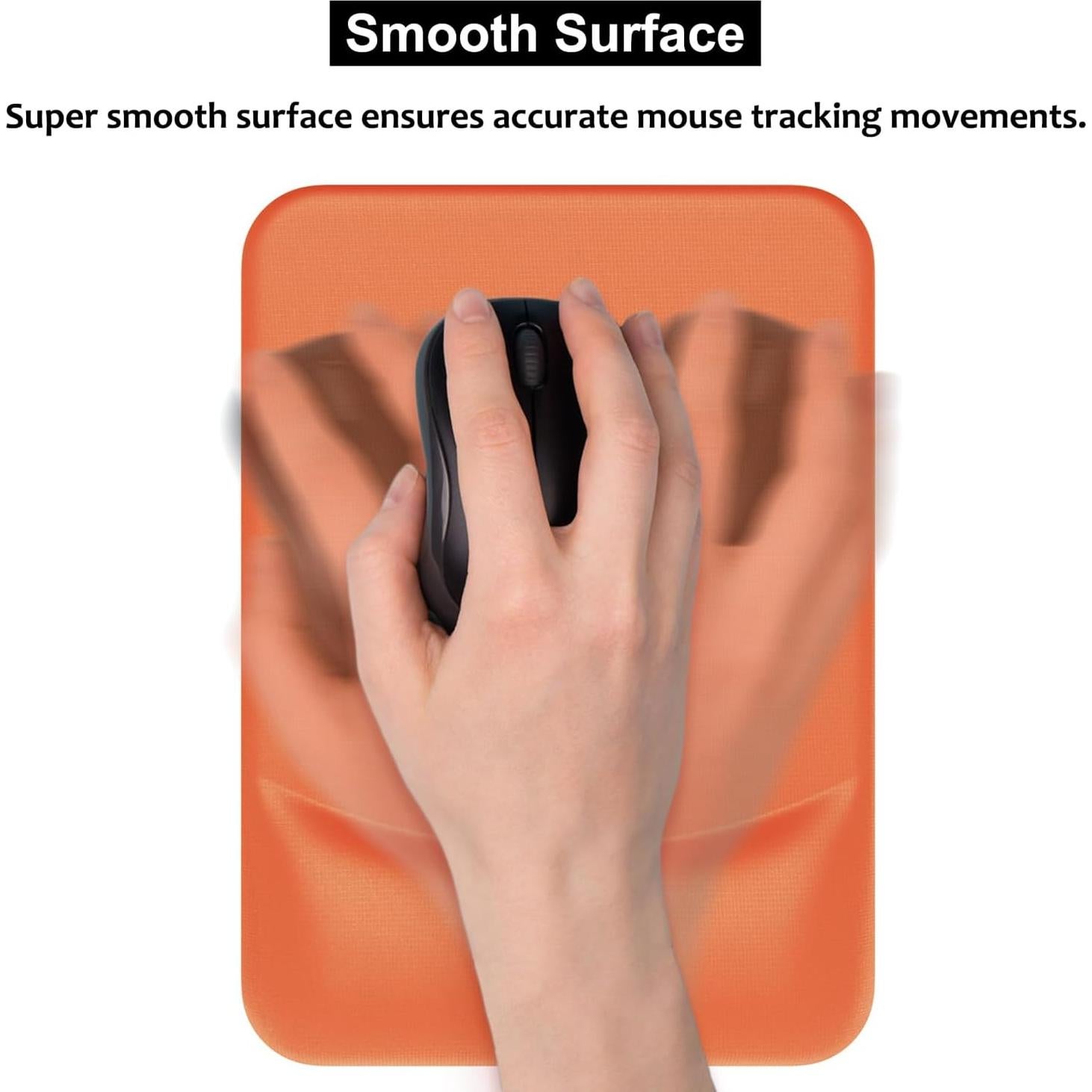 Audimi Ergonomic Mouse Pad with Gel Wrist Support, Comfortable Mousepad with Wrist Rest Smooth Surface and Non-Slip PU Base for Pain Relief, Laptop, Computer, Office, Home, Orange