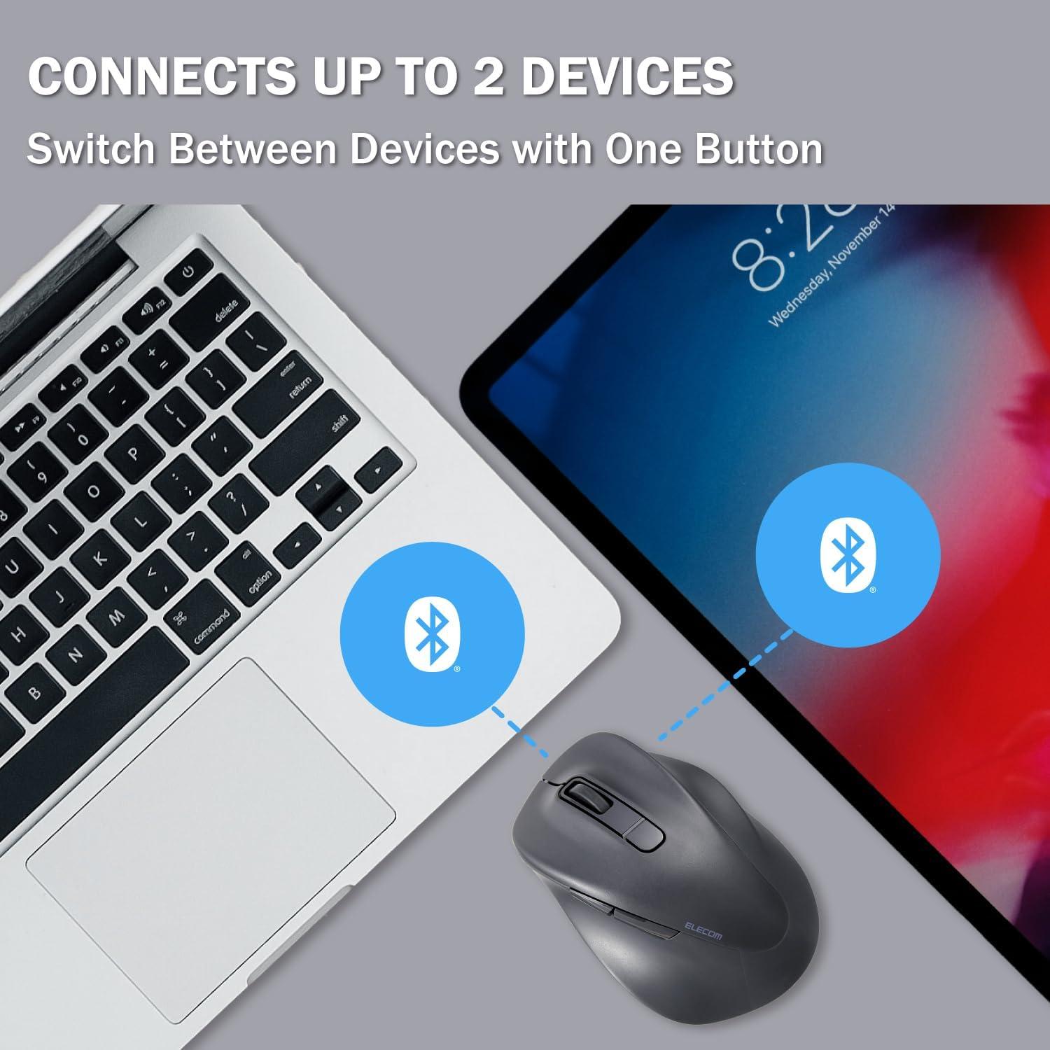 Ratón Inalámbrico Bluetooth ELECOM M-XGS30BBSKBK Ergonómico 2000DPI