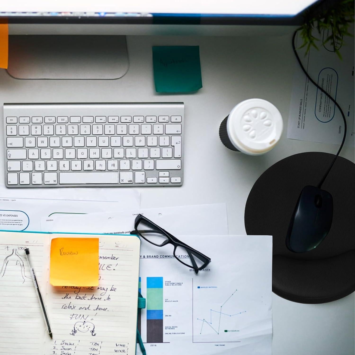 Almohadilla de Ratón Ergonómica Retainbre con Soporte Negro - Paquete de 8