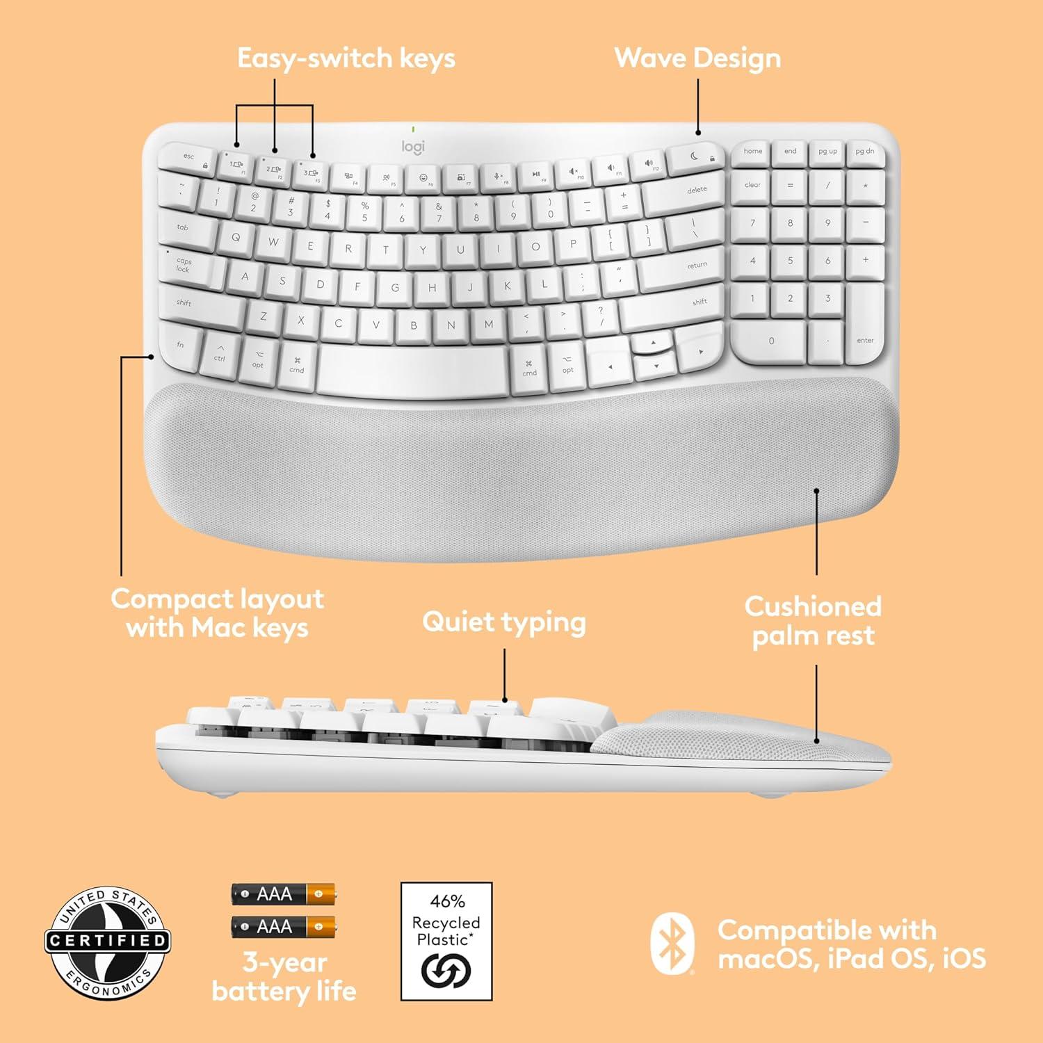 Combo Teclado Wave Keys y Ratón Lift para Mac - Inalámbrico Ergonómico