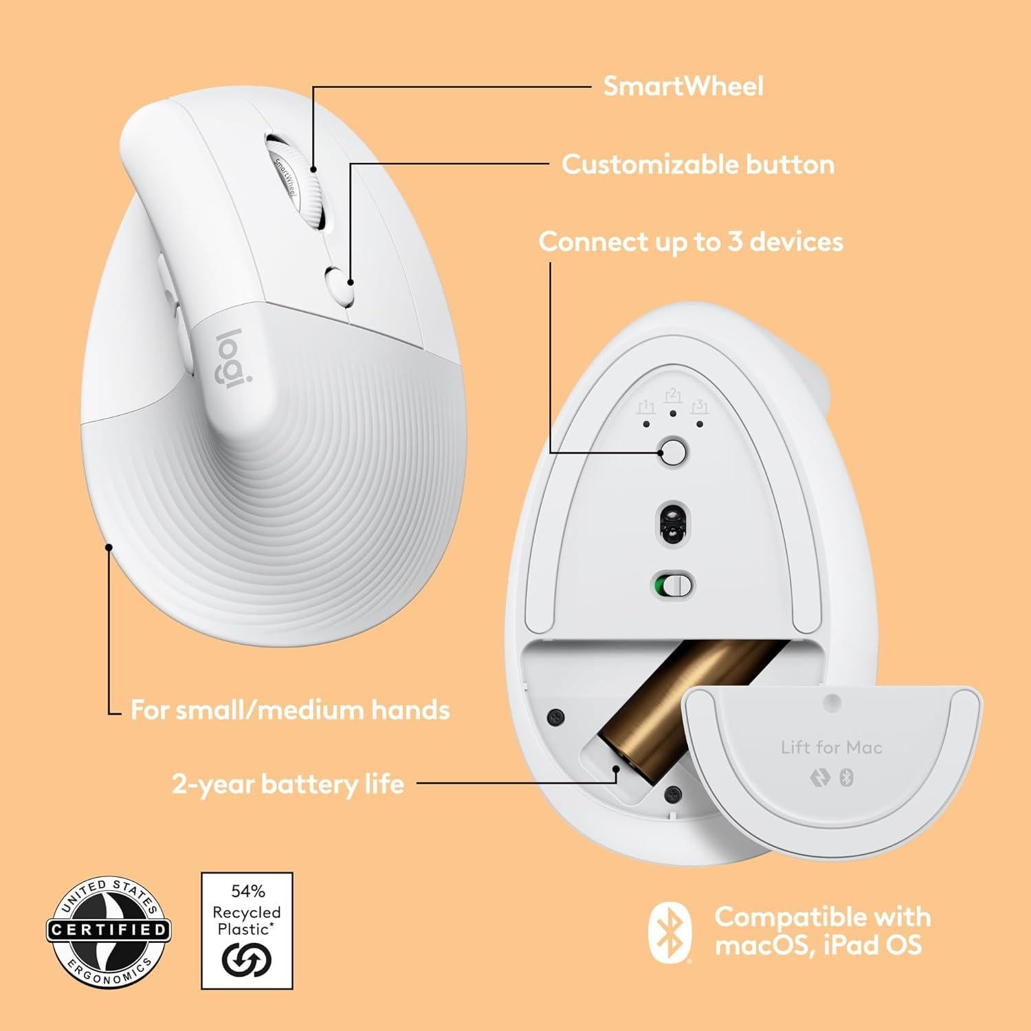 Combo Teclado Wave Keys y Ratón Lift para Mac - Inalámbrico Ergonómico