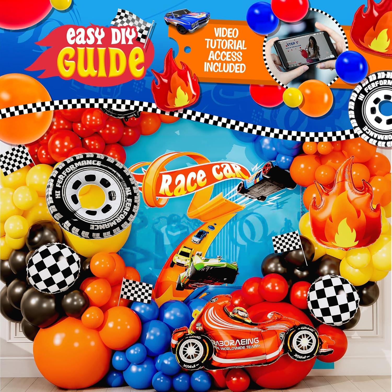 Kit Arco Globos Hot Wheels 100 Piezas Decoración Fiesta
