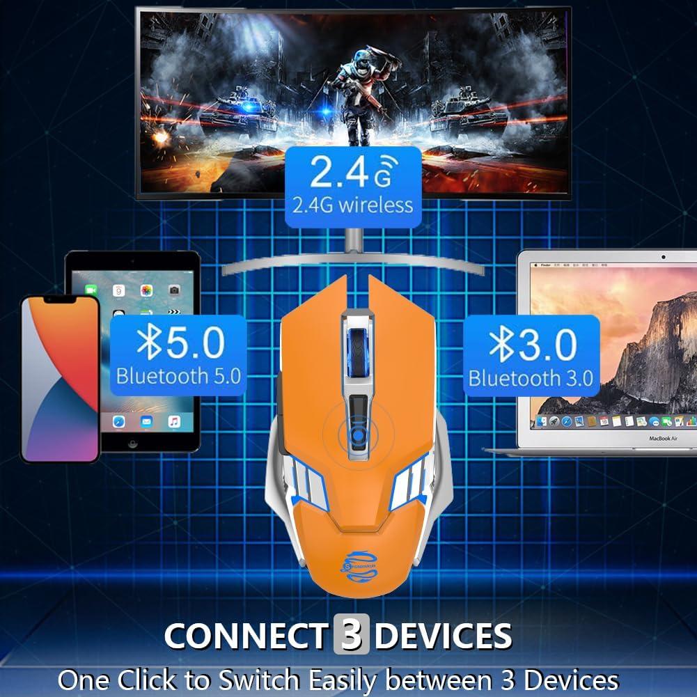 Ratón Gaming Inalámbrico ACOZYKITTEN RGB 800mAh Naranja