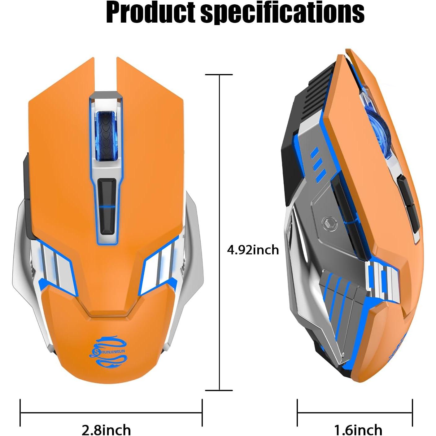 Ratón Gaming Inalámbrico ACOZYKITTEN RGB 800mAh Naranja