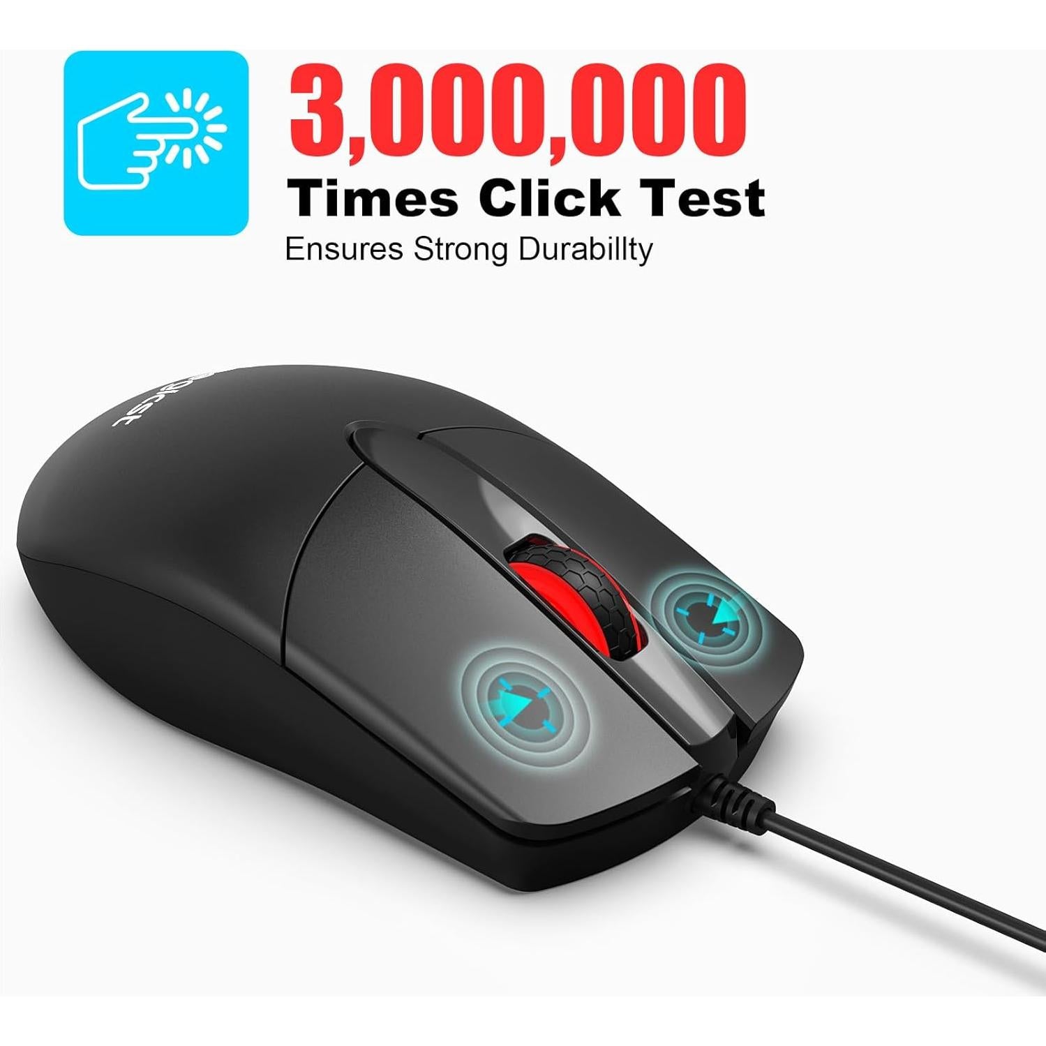 Ratón Óptico Ergonómico con Cable Leegicst M102 USB Negro