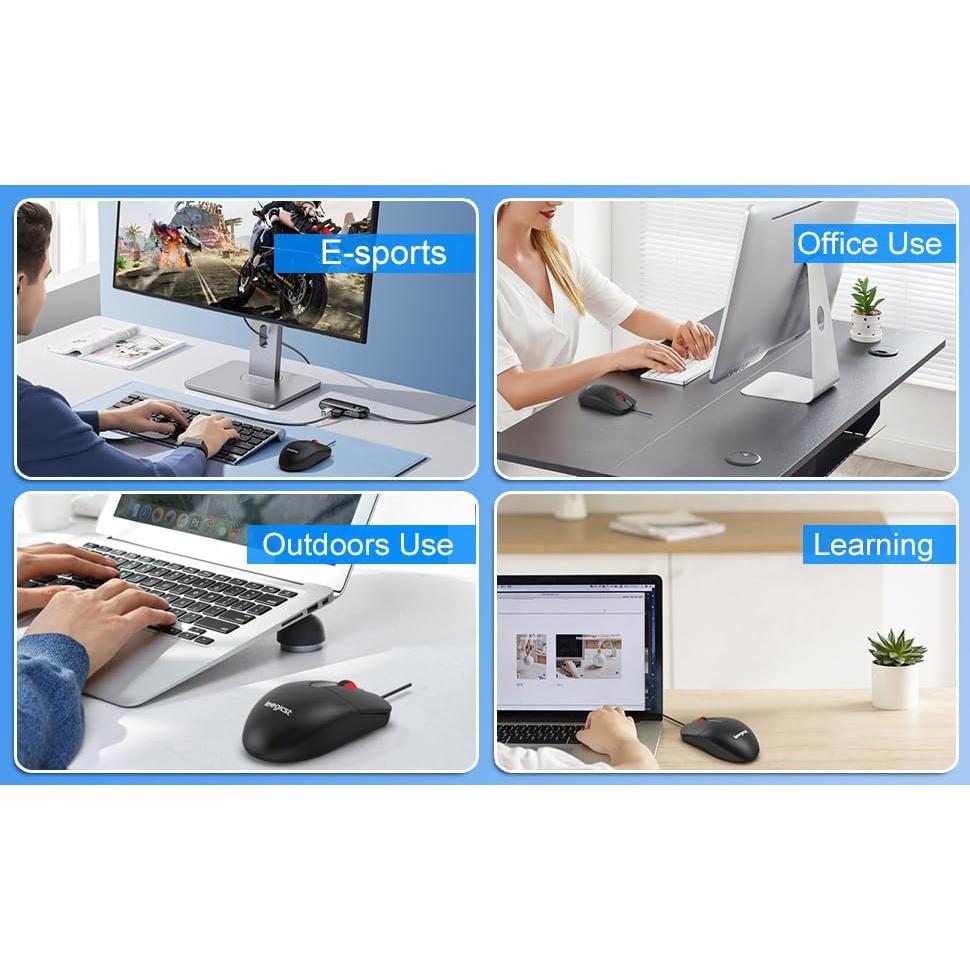 Ratón Óptico Ergonómico con Cable Leegicst M102 USB Negro