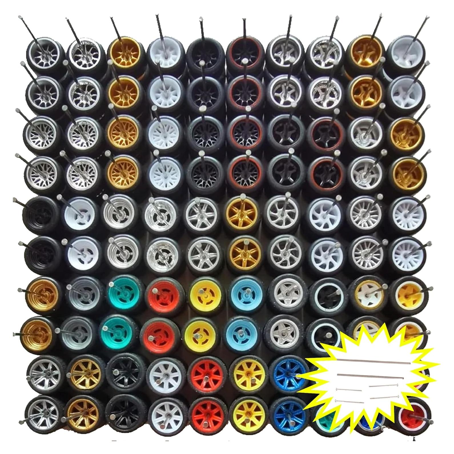 Juego de Ruedas y Ejes Goma 1:64 Genérico - 10 Piezas