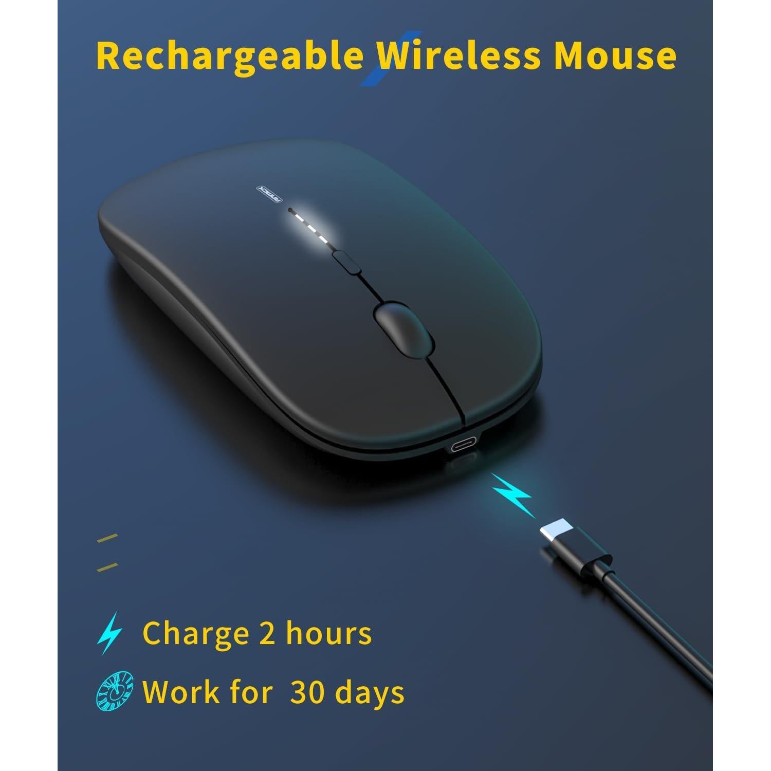 Ratón Inalámbrico Recargable Anmck AW01P - Silencioso 4 DPI