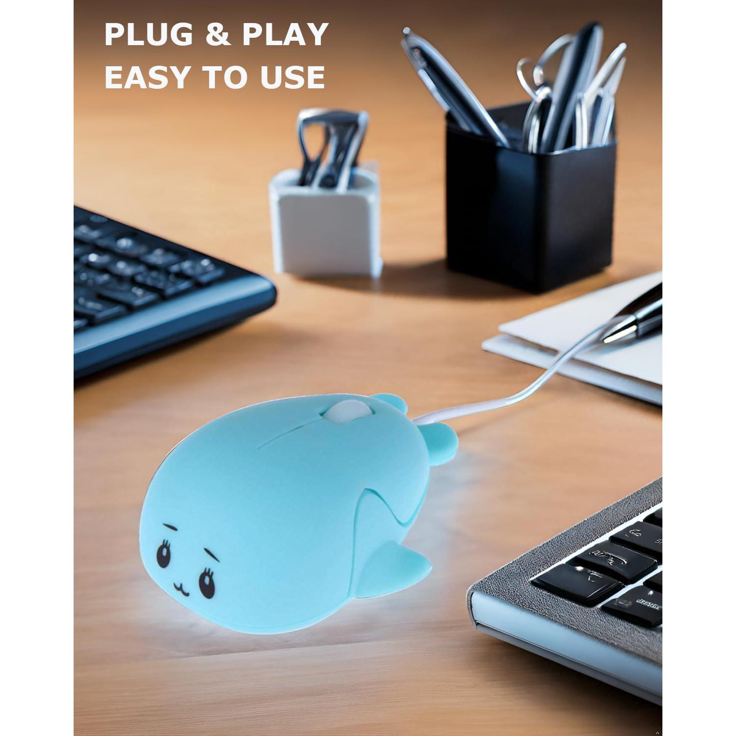 Ratón USB Ergonómico Delfín Sxban 1600 DPI Azul para Niños