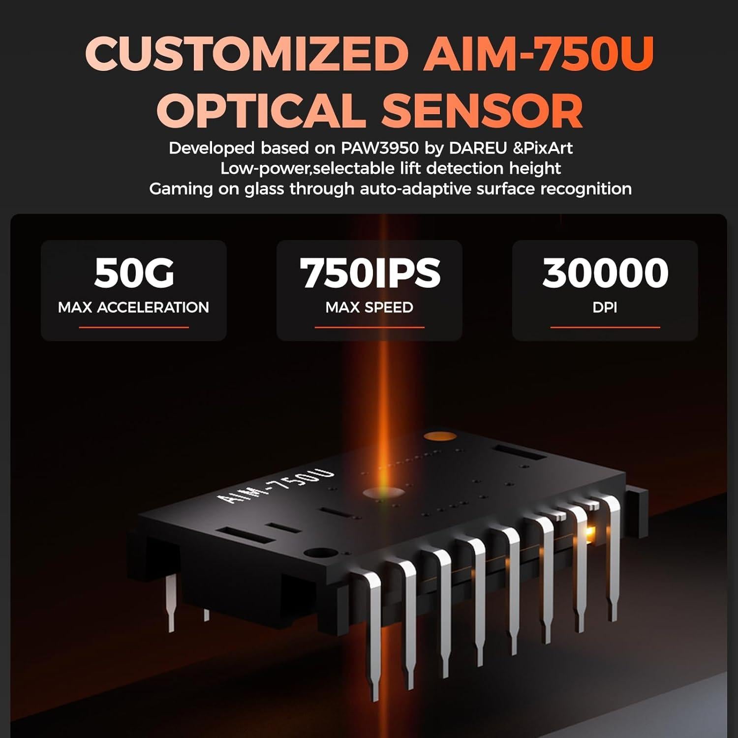 Ratón Gaming Inalámbrico DAREU A950 Wing 35g 30000 DPI