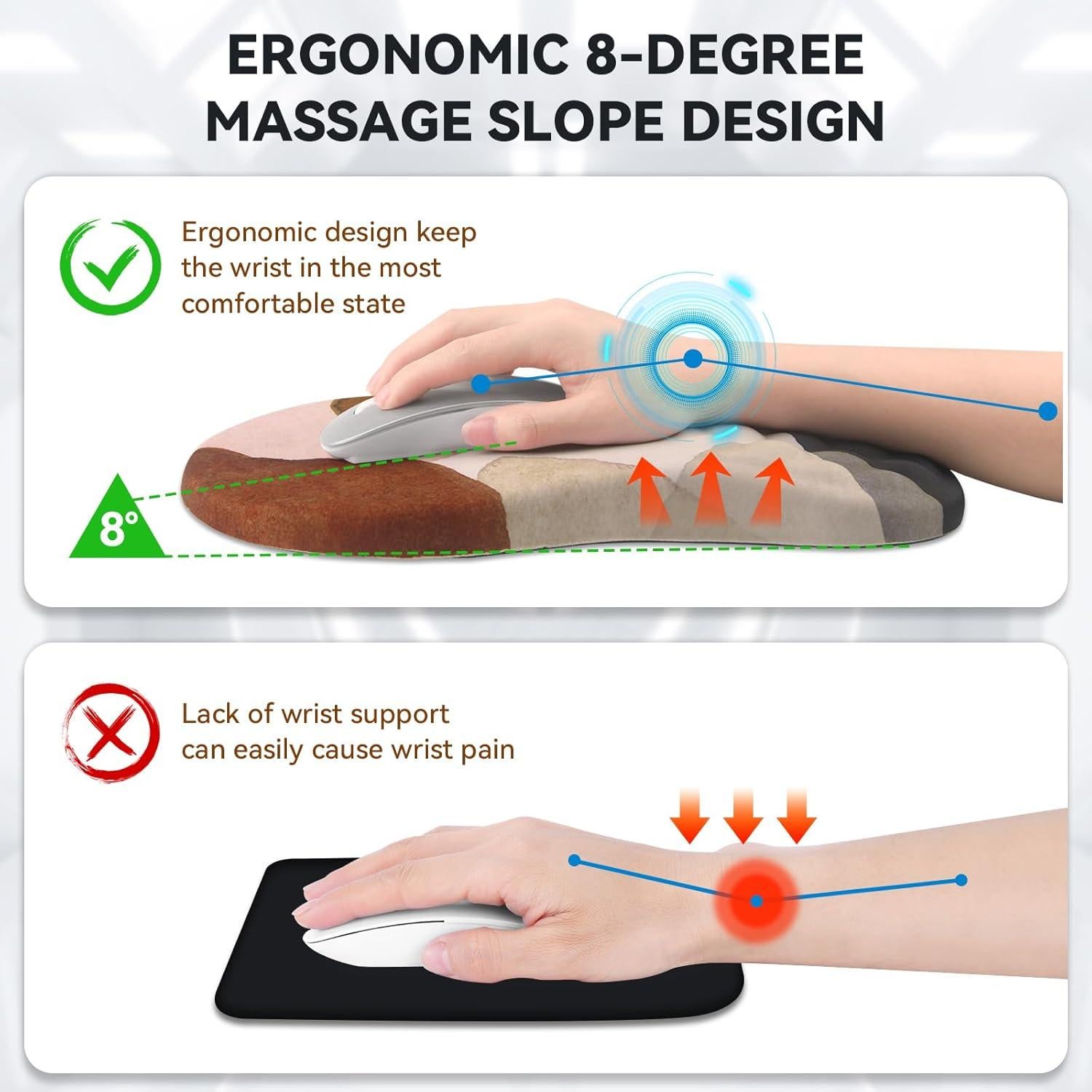 Mousepad AIMSA con Reposamuñecas Ergonómico y Masaje 30.99x20.32cm