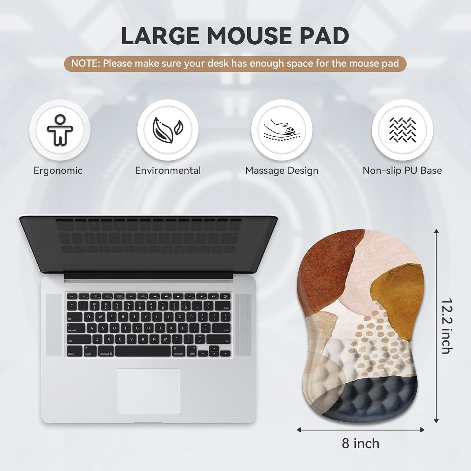 Mousepad AIMSA con Reposamuñecas Ergonómico y Masaje 30.99x20.32cm