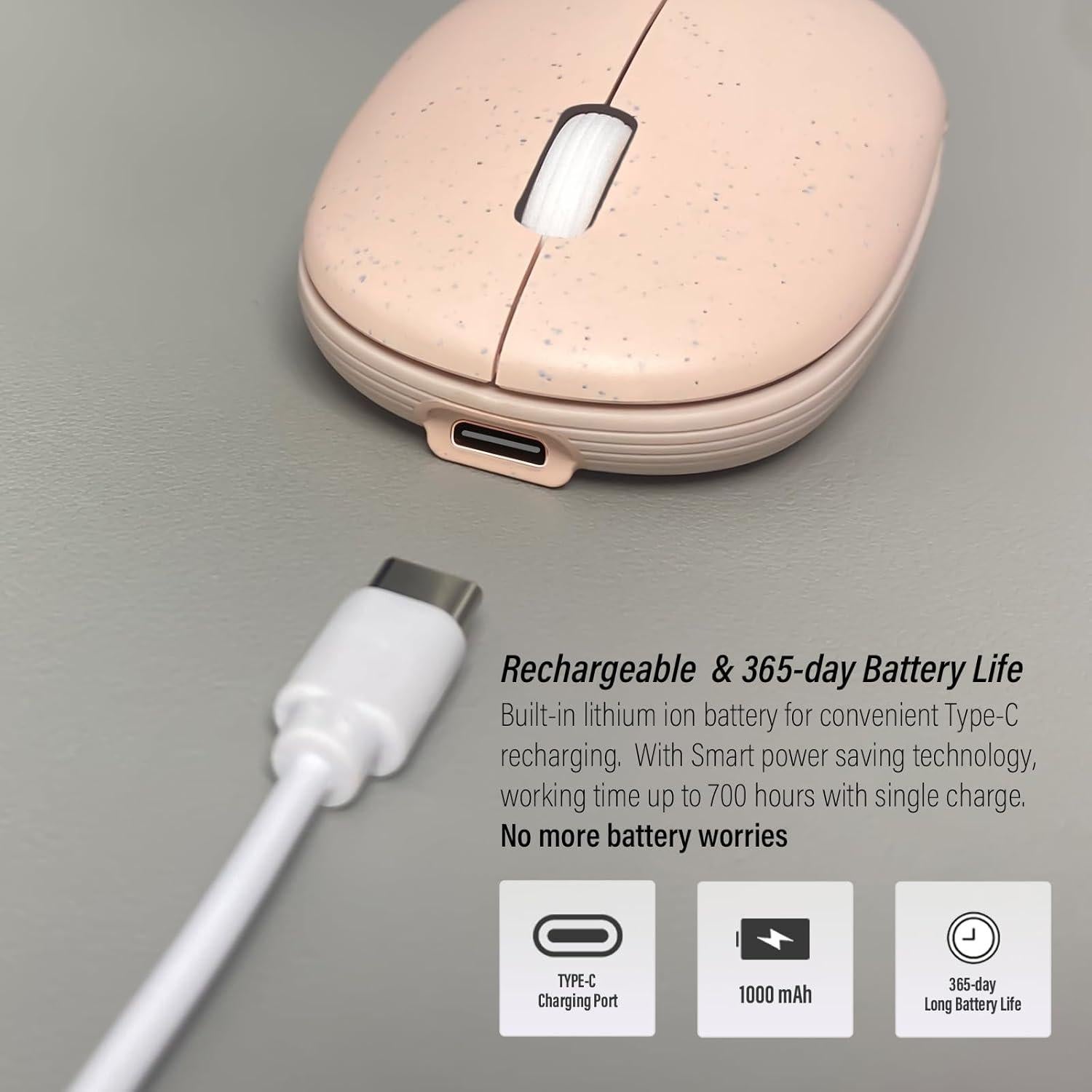 Ratón Inalámbrico Recargable Whalices 52 Rosa 4000 DPI