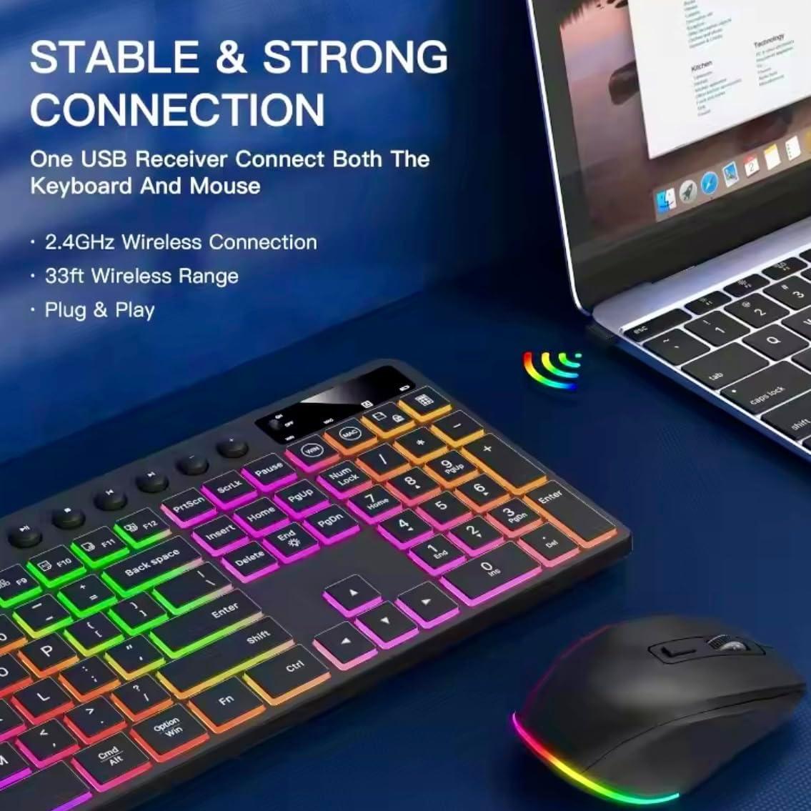 Combo Teclado y Ratón Inalámbricos Amoo CK731 RGB 114 Teclas