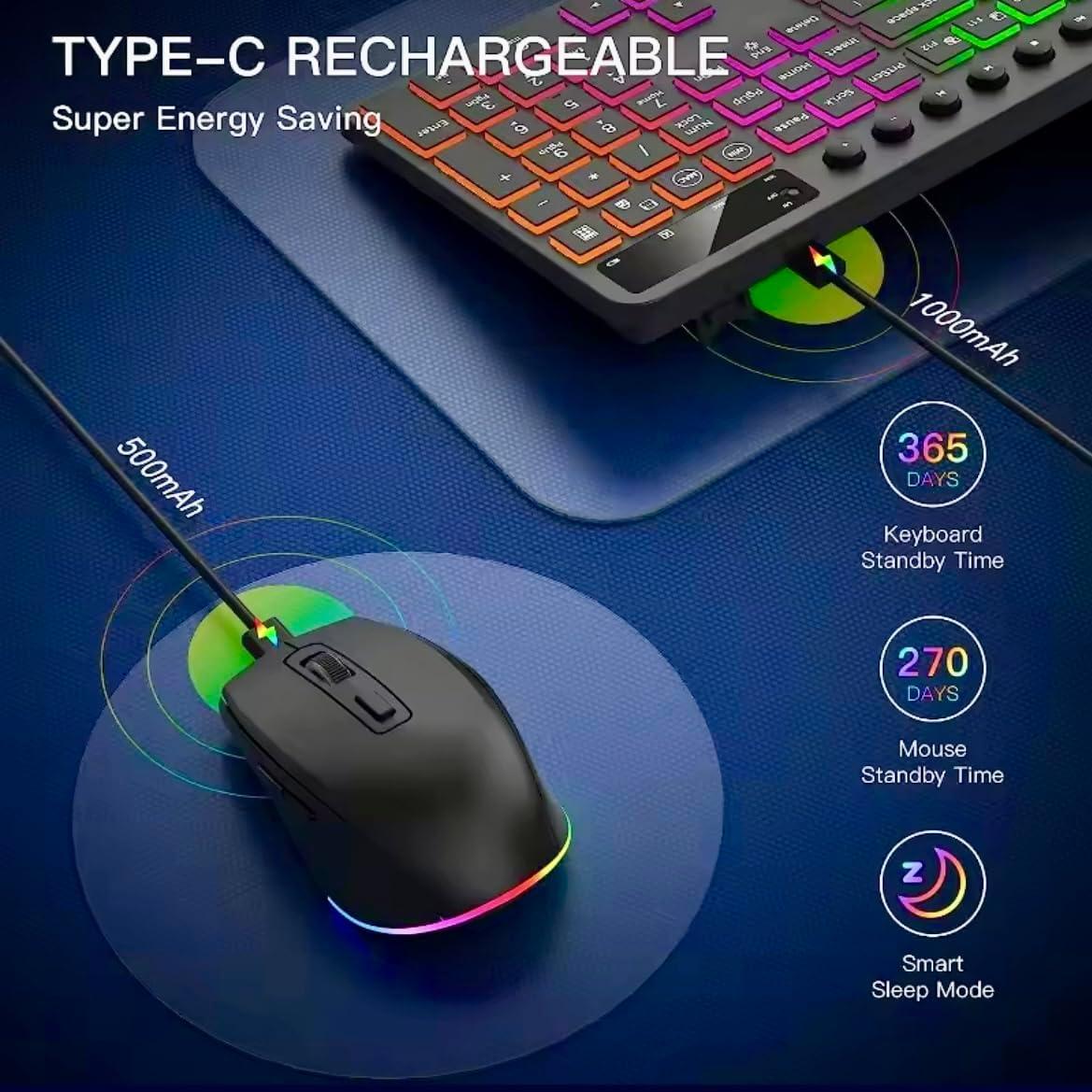 Combo Teclado y Ratón Inalámbricos Amoo CK731 RGB 114 Teclas
