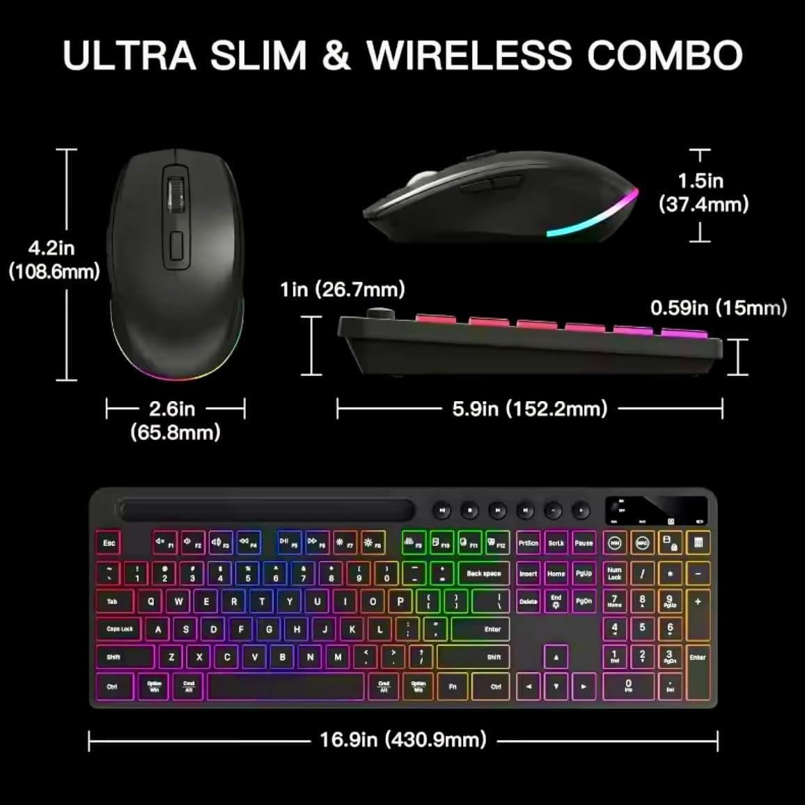 Combo Teclado y Ratón Inalámbricos Amoo CK731 RGB 114 Teclas