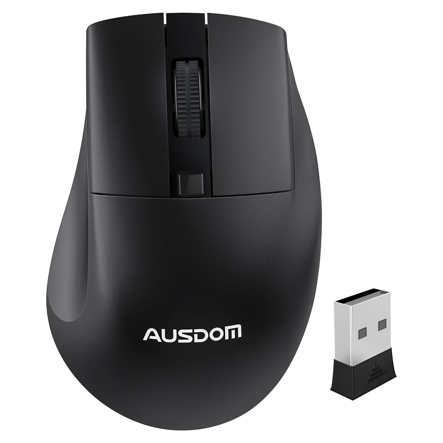 Ratón Inalámbrico AUSDOM M03 Negro 1600 DPI para Laptop