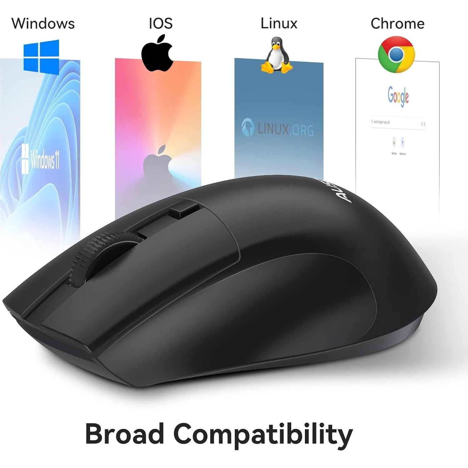 Ratón Inalámbrico AUSDOM M03 Negro 1600 DPI para Laptop