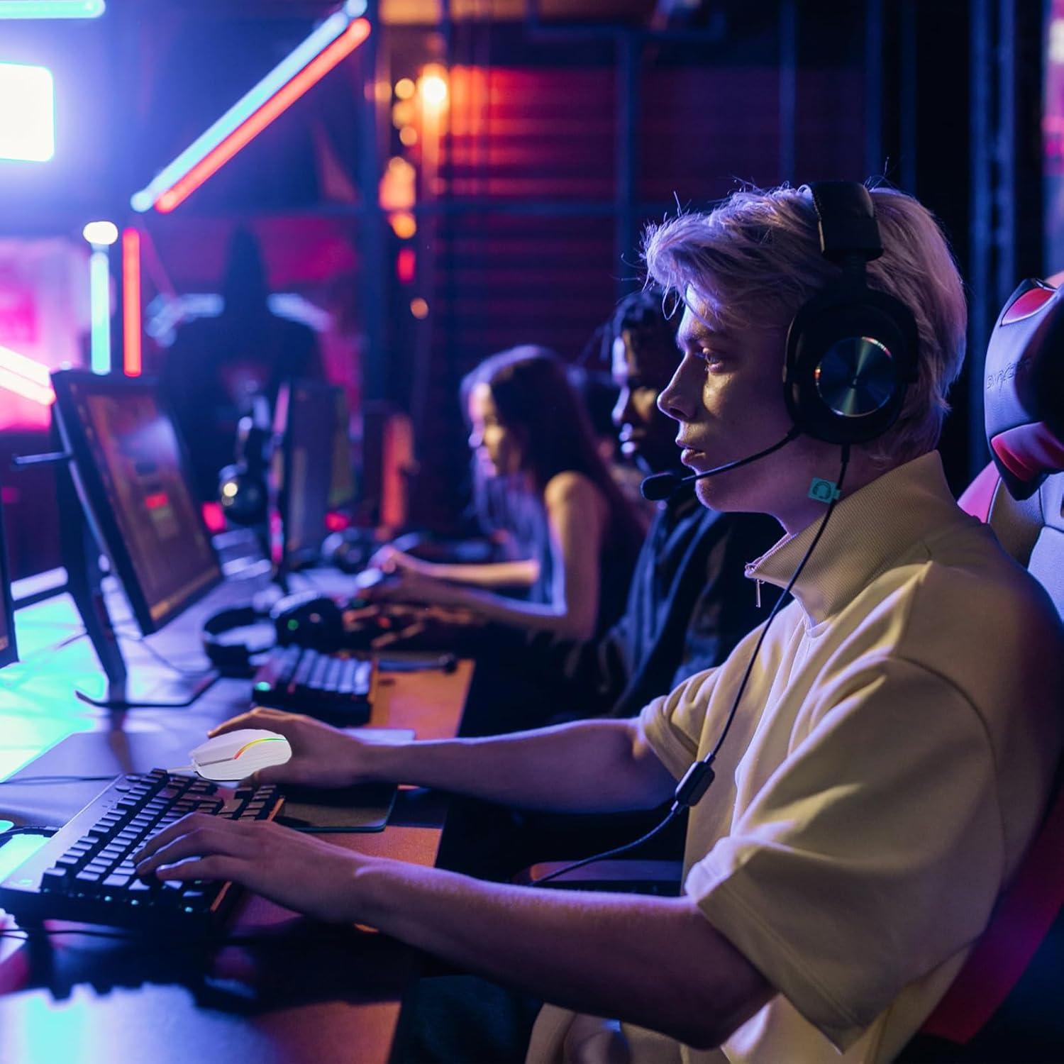 Ratón Gaming Con Cable Sunffice RGB Ergonómico USB Blanco