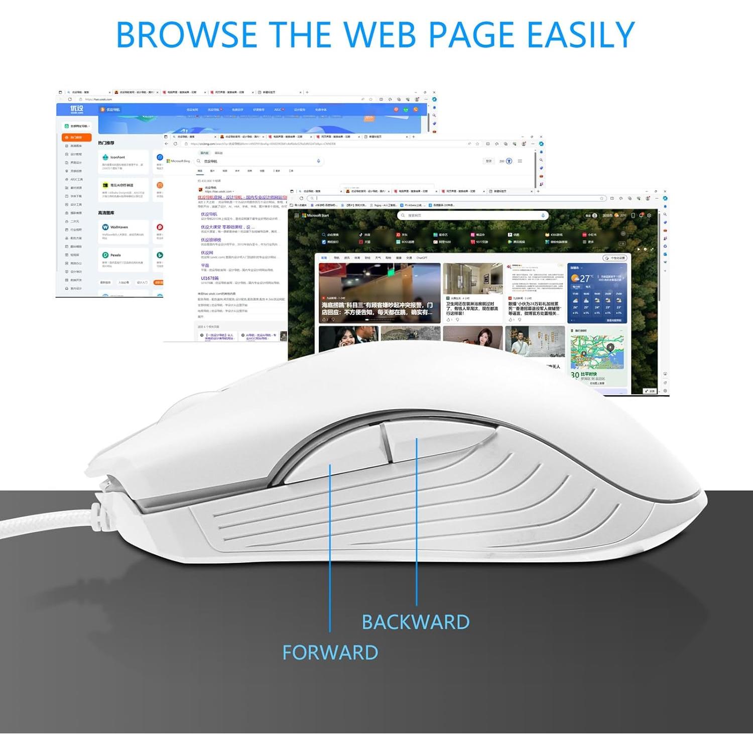 Ratón Gaming Con Cable Sunffice RGB Ergonómico USB Blanco