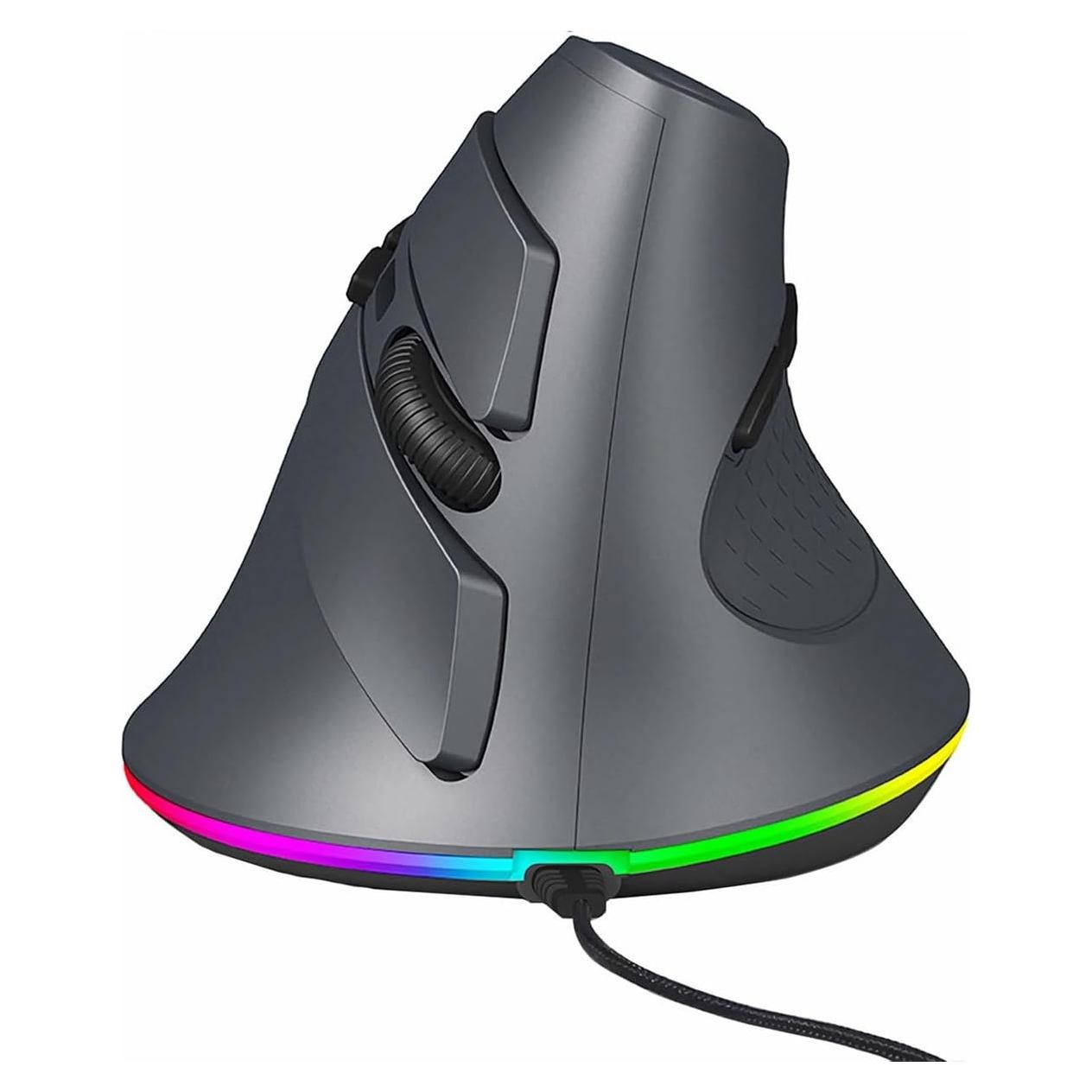 Ratón Vertical YOCUNKER USB Ergonómico 7200 DPI RGB Gris