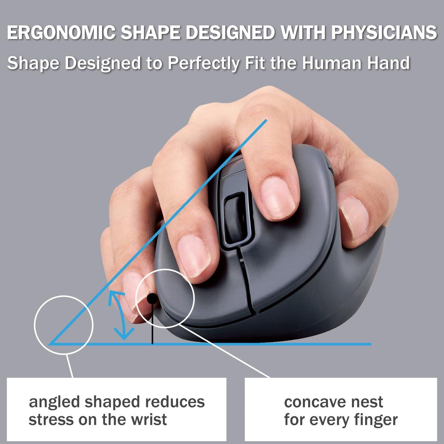 Ratón Inalámbrico Bluetooth Ergonomico ELECOM M-XGL30BBSKBK 2000DPI