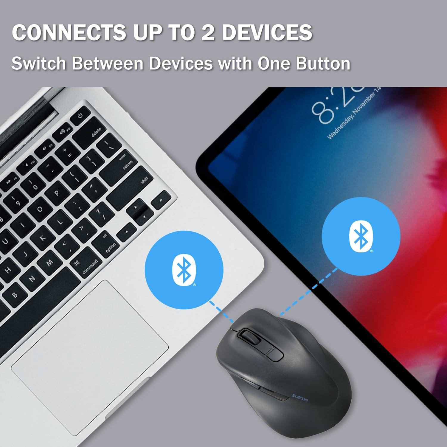 Ratón Inalámbrico Bluetooth Ergonomico ELECOM M-XGL30BBSKBK 2000DPI