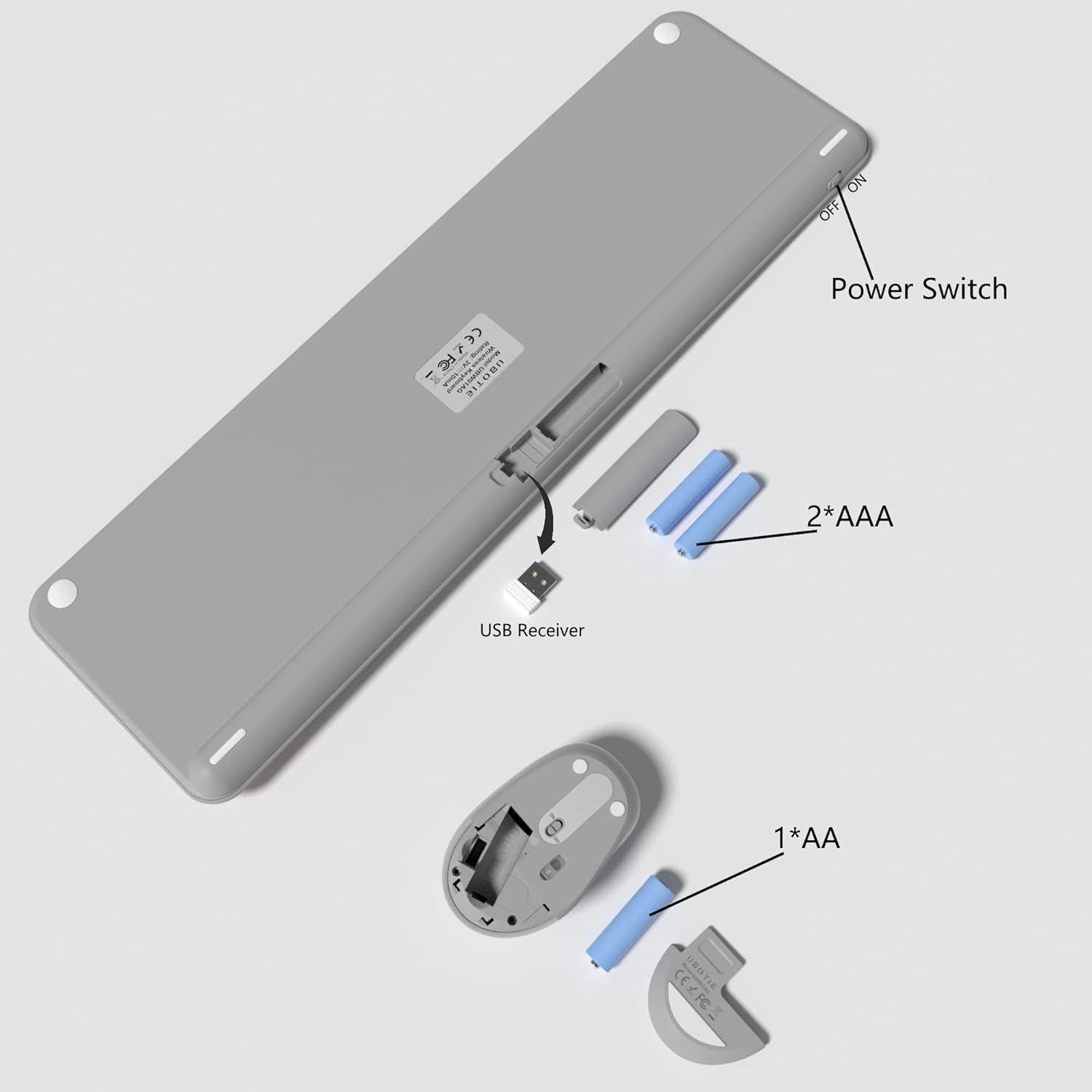 Combo Teclado y Ratón Inalámbricos UBOTIE Gris Espacial