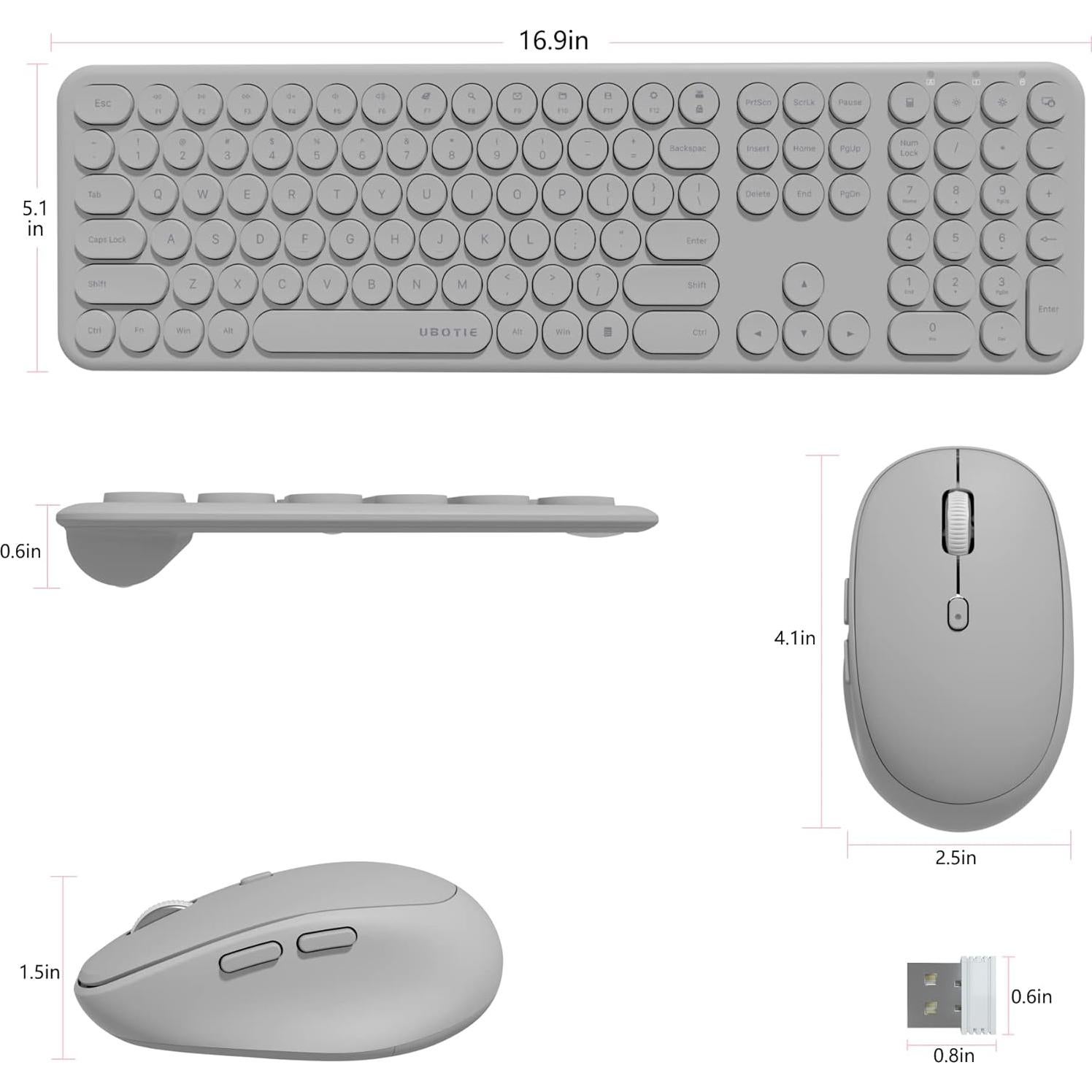 Combo Teclado y Ratón Inalámbricos UBOTIE Gris Espacial