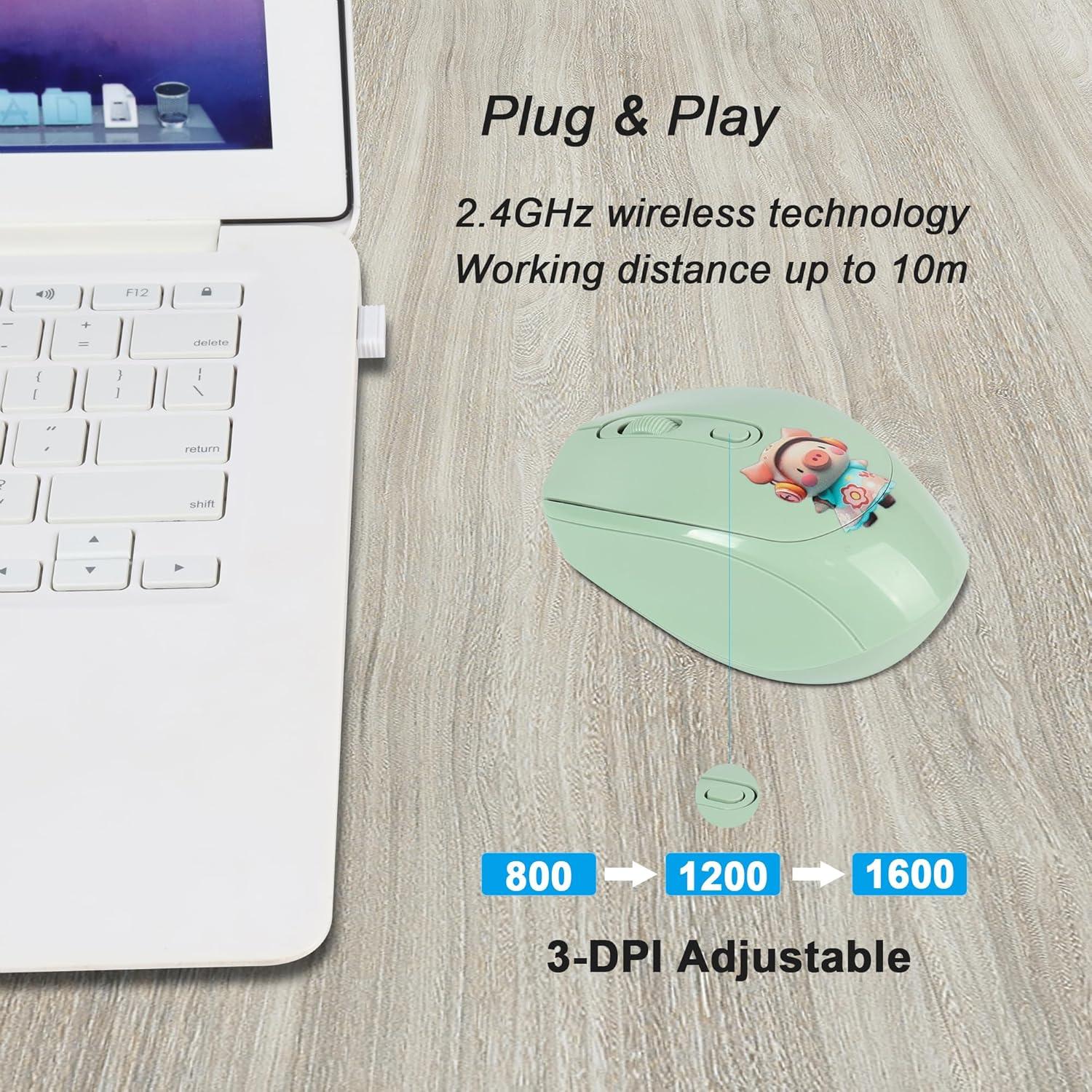 Ratón Inalámbrico Ergonómico Thanice Verde 3 DPI Ajustable