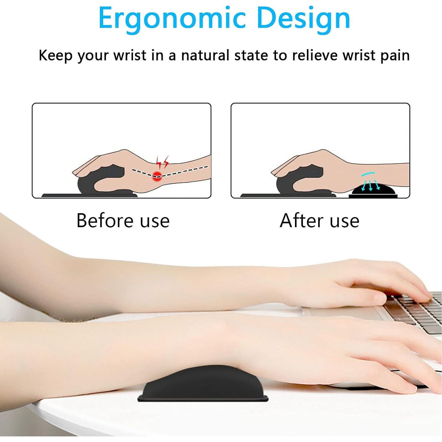 Reposamuñecas Ergonómico Dapesuom de Espuma Viscoelástica Negro