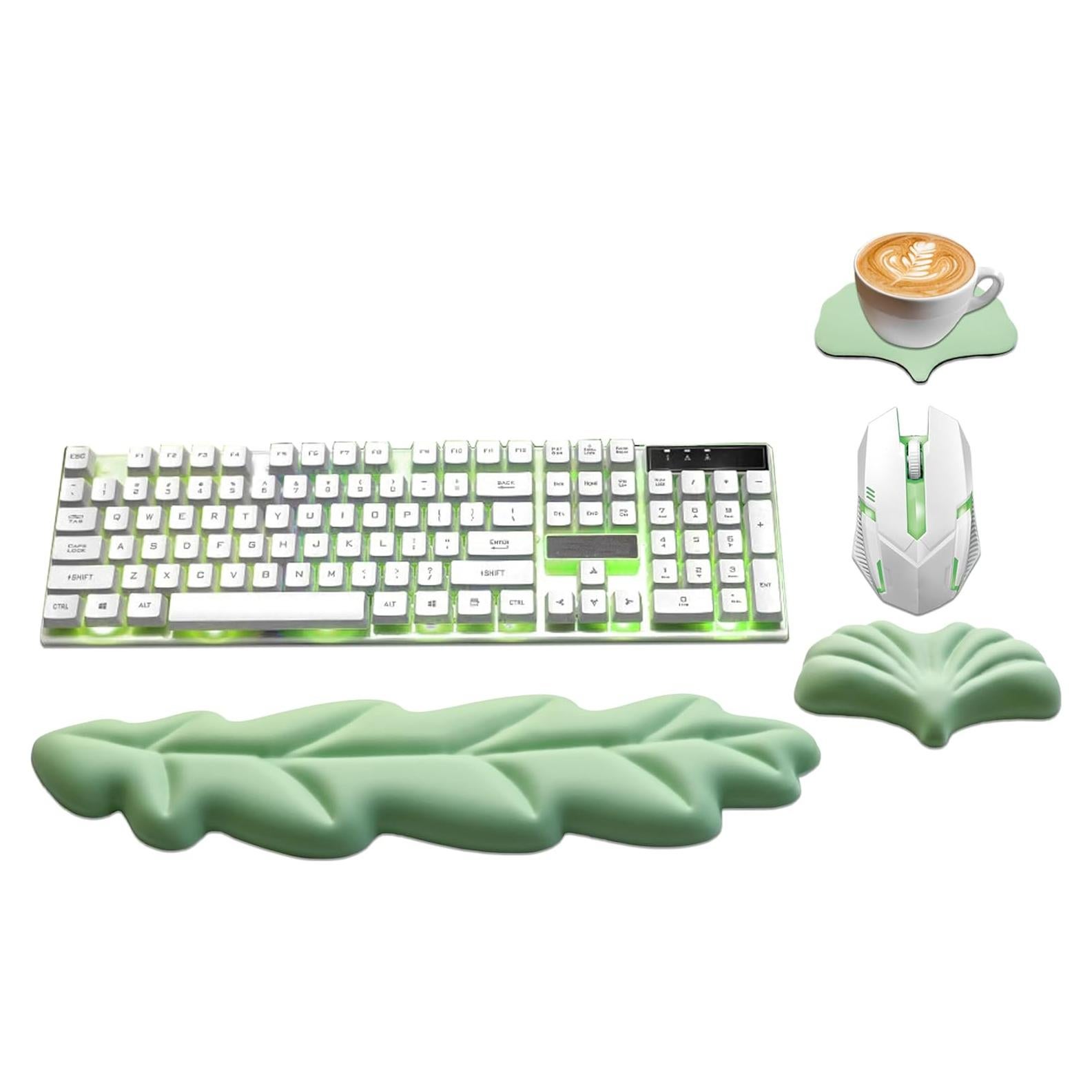 Reposamuñecas Ergonómico NEENALO en Forma de Hoja Verde Pastel