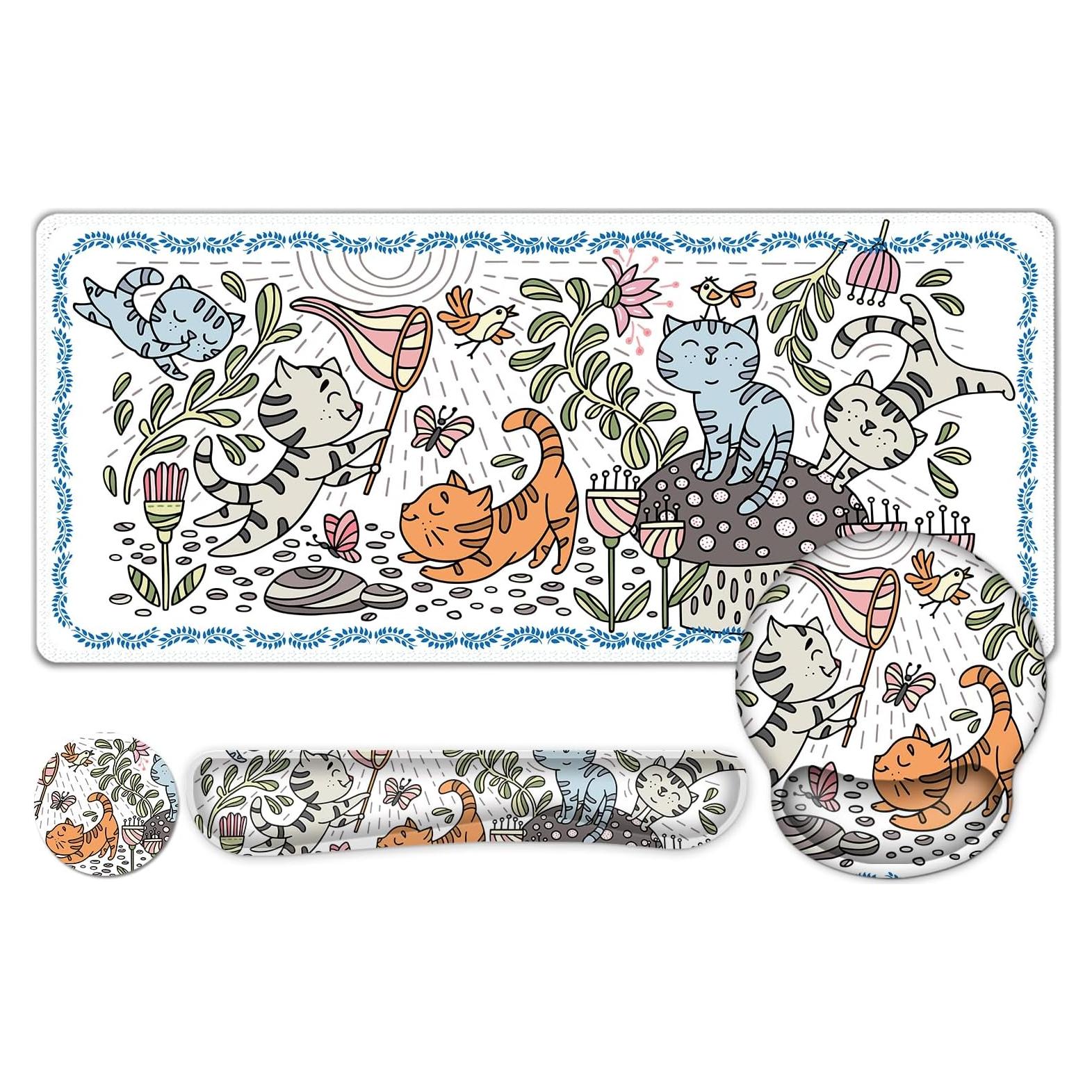 Alfombrilla de Escritorio NXZGO 4 en 1 Ergonómica Gatos