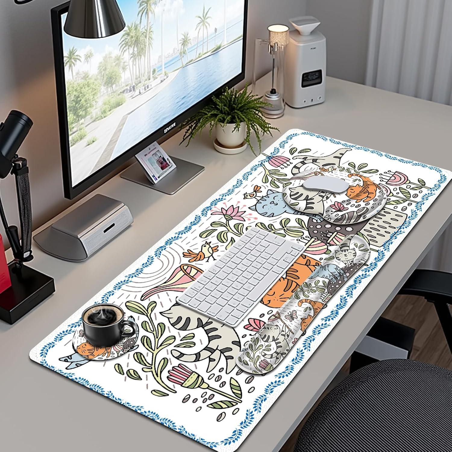 Alfombrilla de Escritorio NXZGO 4 en 1 Ergonómica Gatos