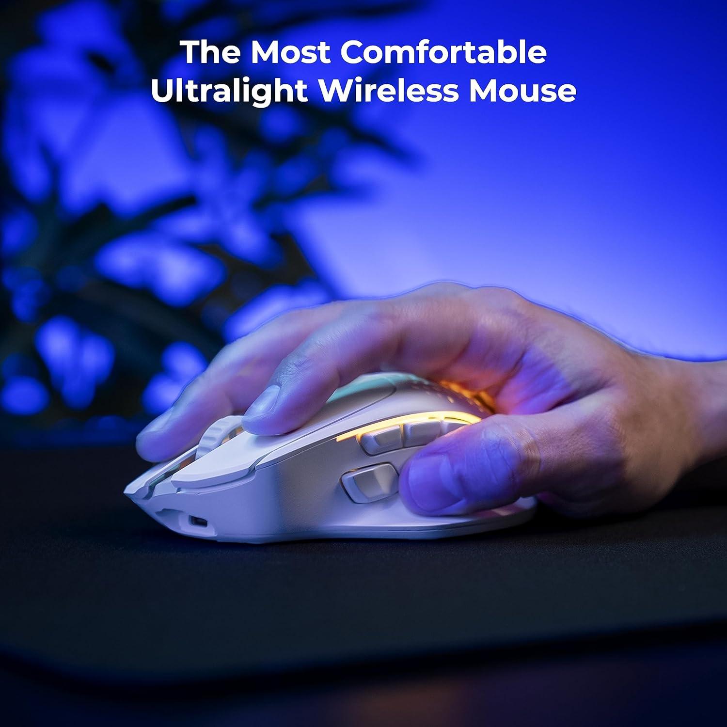 Glorious Model I 2 Wireless - MMO Gaming Mouse (White), 9 Programmable Side Buttons, 16 Configurations with Layer Shift, Superlight 75g, 2 Swappable Magnetic Buttons (RENEWED)