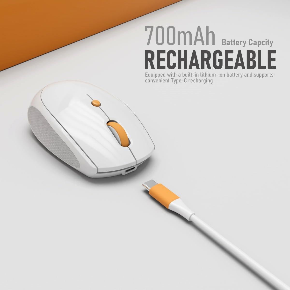 Ratón Inalámbrico Silencioso Recargable Whalices Blanco