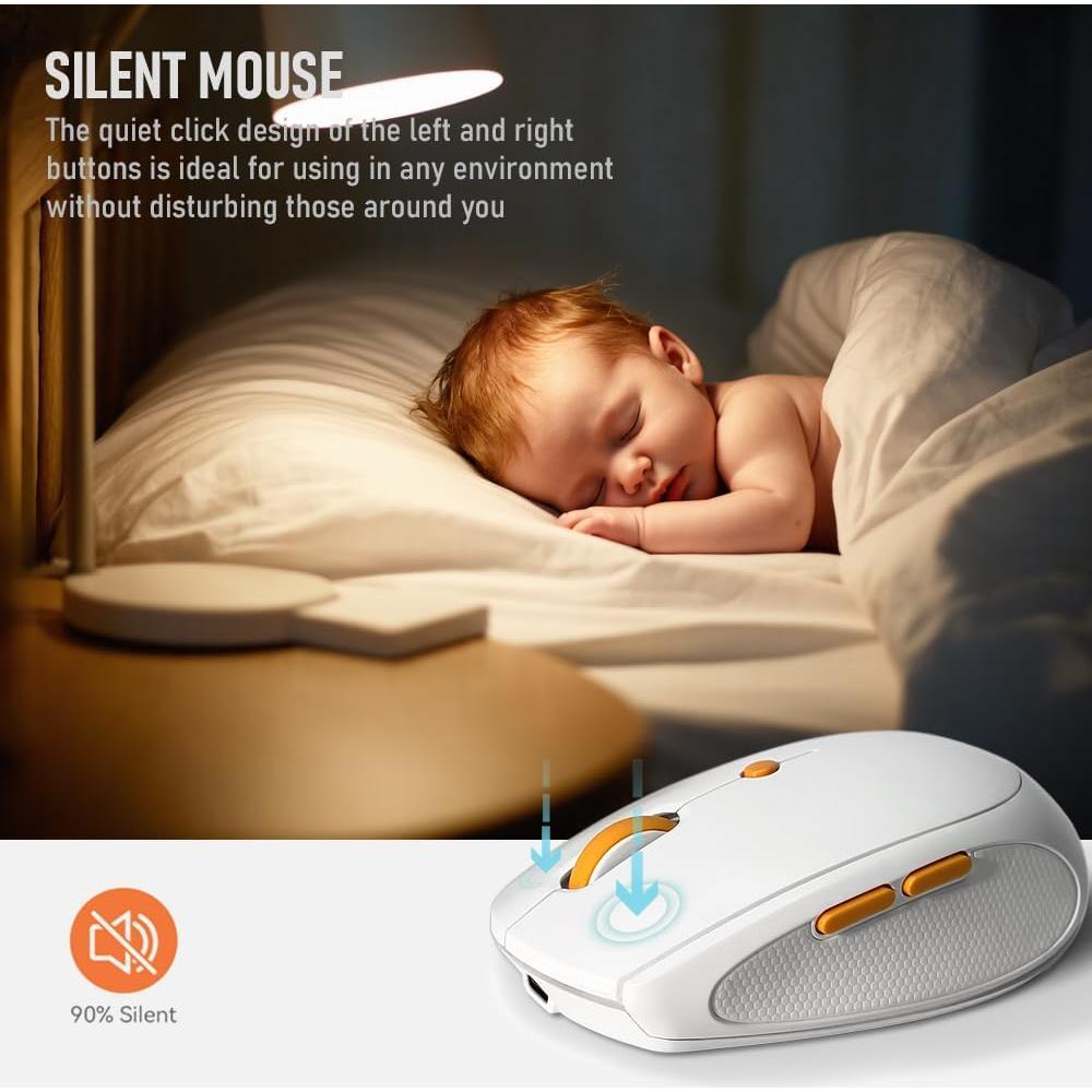 Ratón Inalámbrico Silencioso Recargable Whalices Blanco