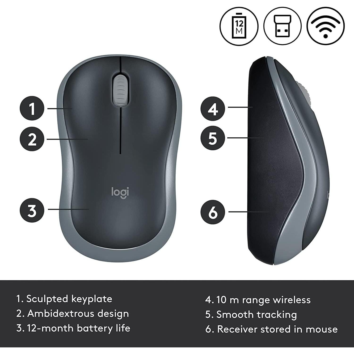 Paquete de 8 Ratones Inalámbricos Logitech M185 - Ideal para Oficinas y Escuelas