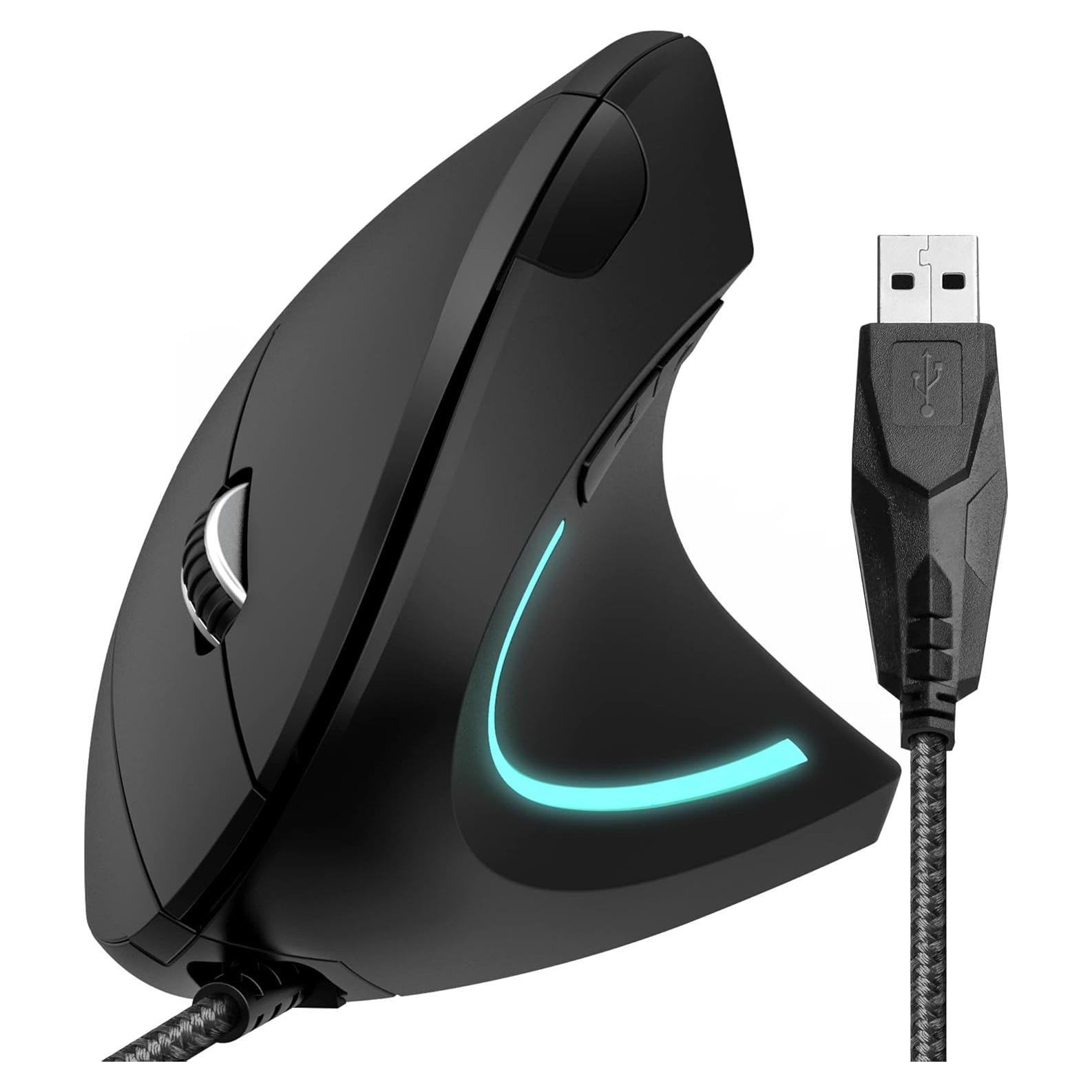 Ratón Vertical Ergonómico Delton S12 con Cable, 6 Botones, DPI Ajustable