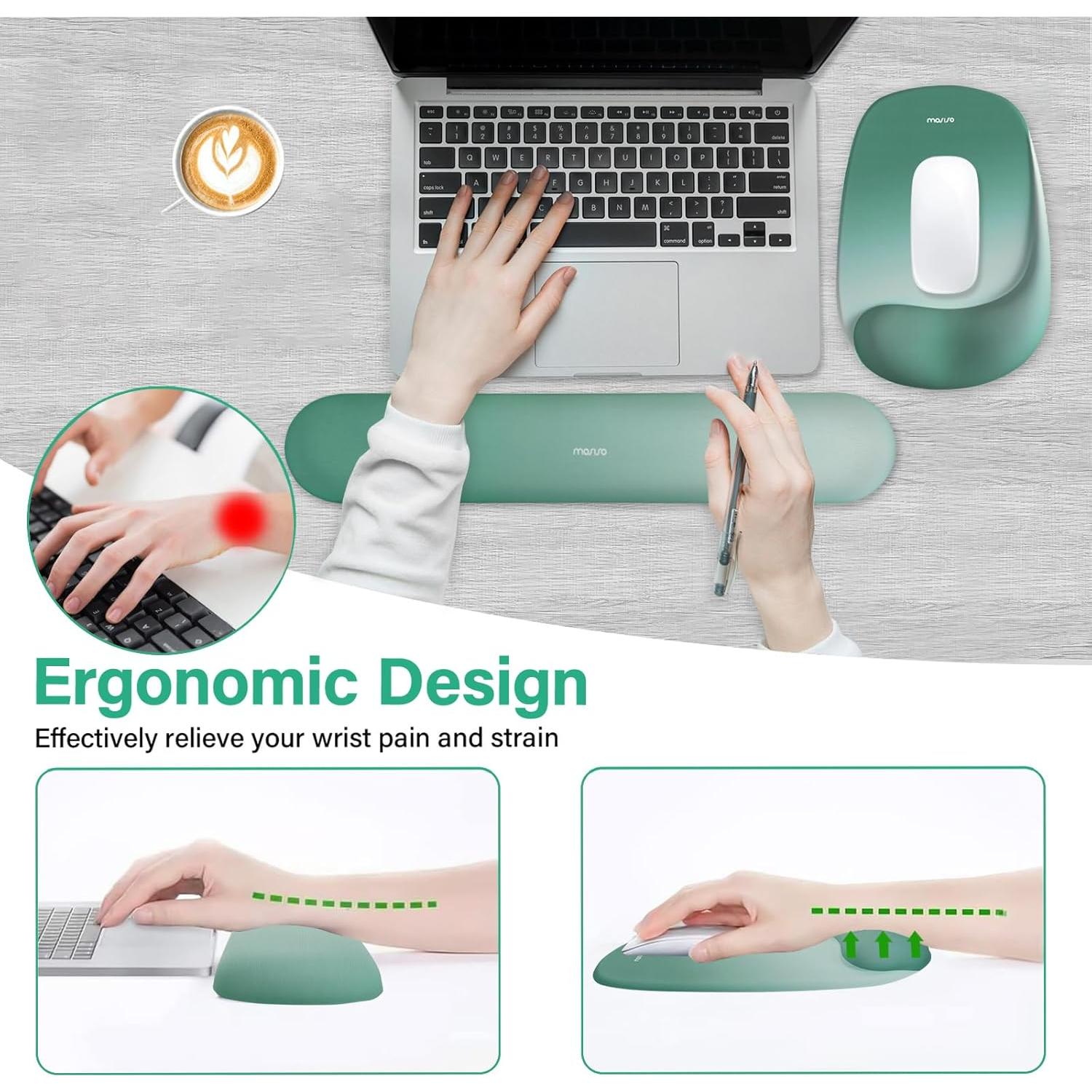 Soporte de Reposamuñecas MOSISO Verde para Teclado y Mouse