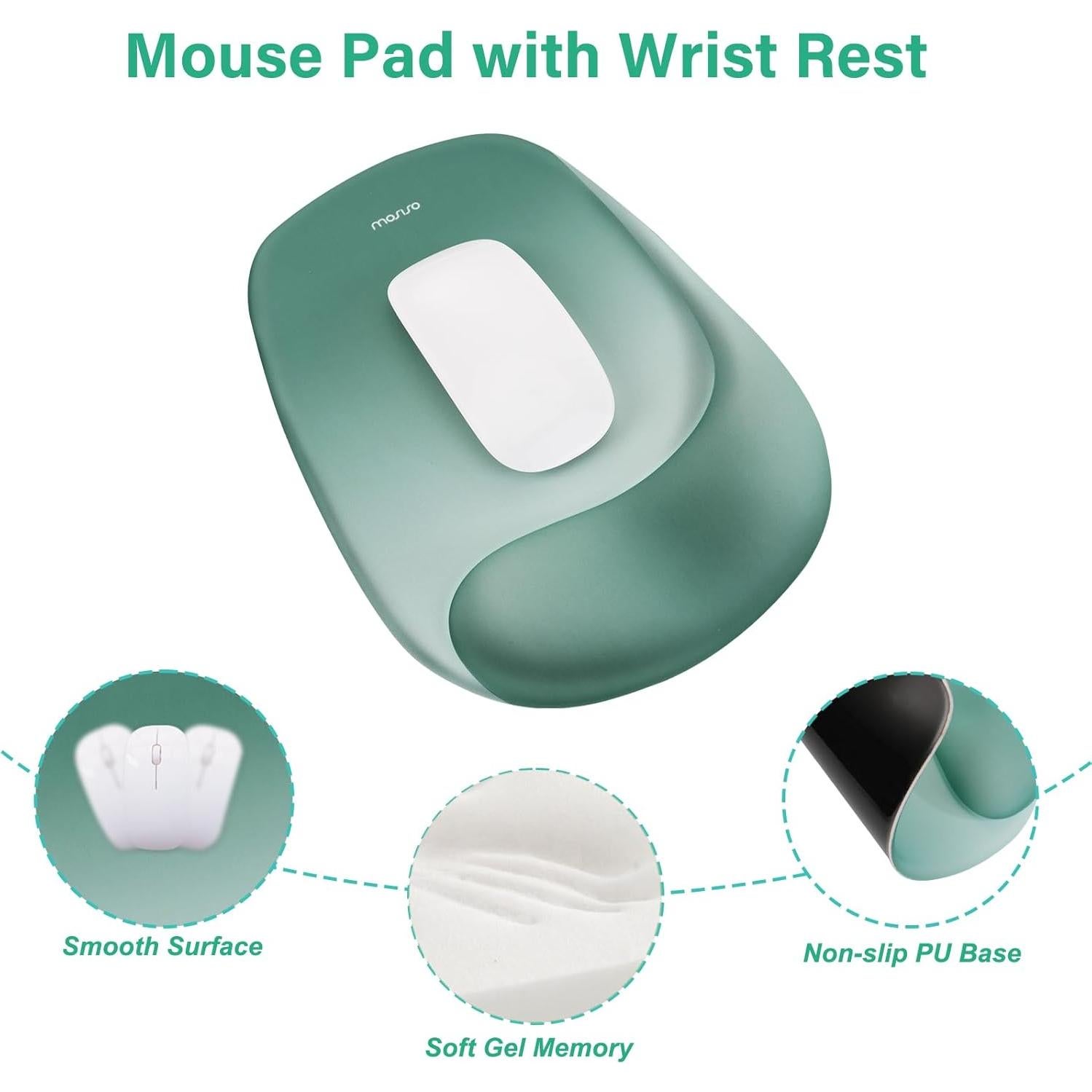 Soporte de Reposamuñecas MOSISO Verde para Teclado y Mouse