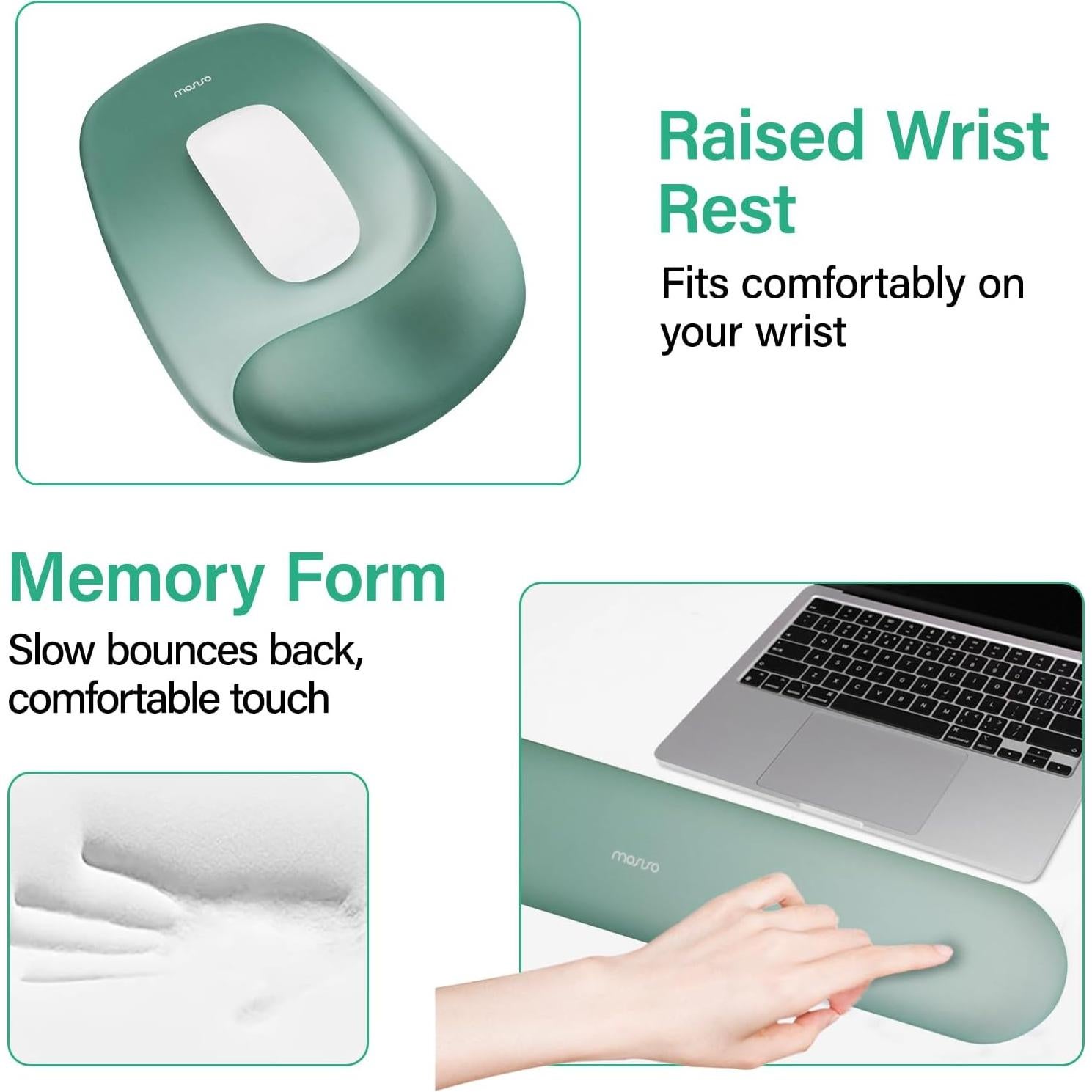 Soporte de Reposamuñecas MOSISO Verde para Teclado y Mouse