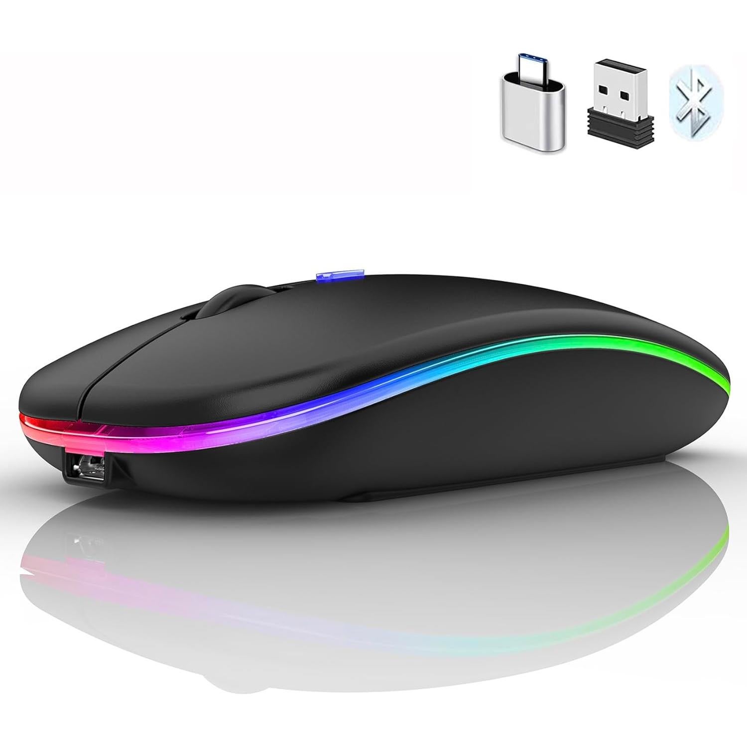 Ratón Inalámbrico Bluetooth PEIBO 5.2 y USB 2.4G Negro